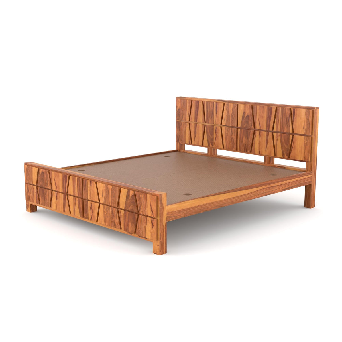 Bhagwati Art Sheesham Wood Bed without Storage – Zigzag Design – view 6