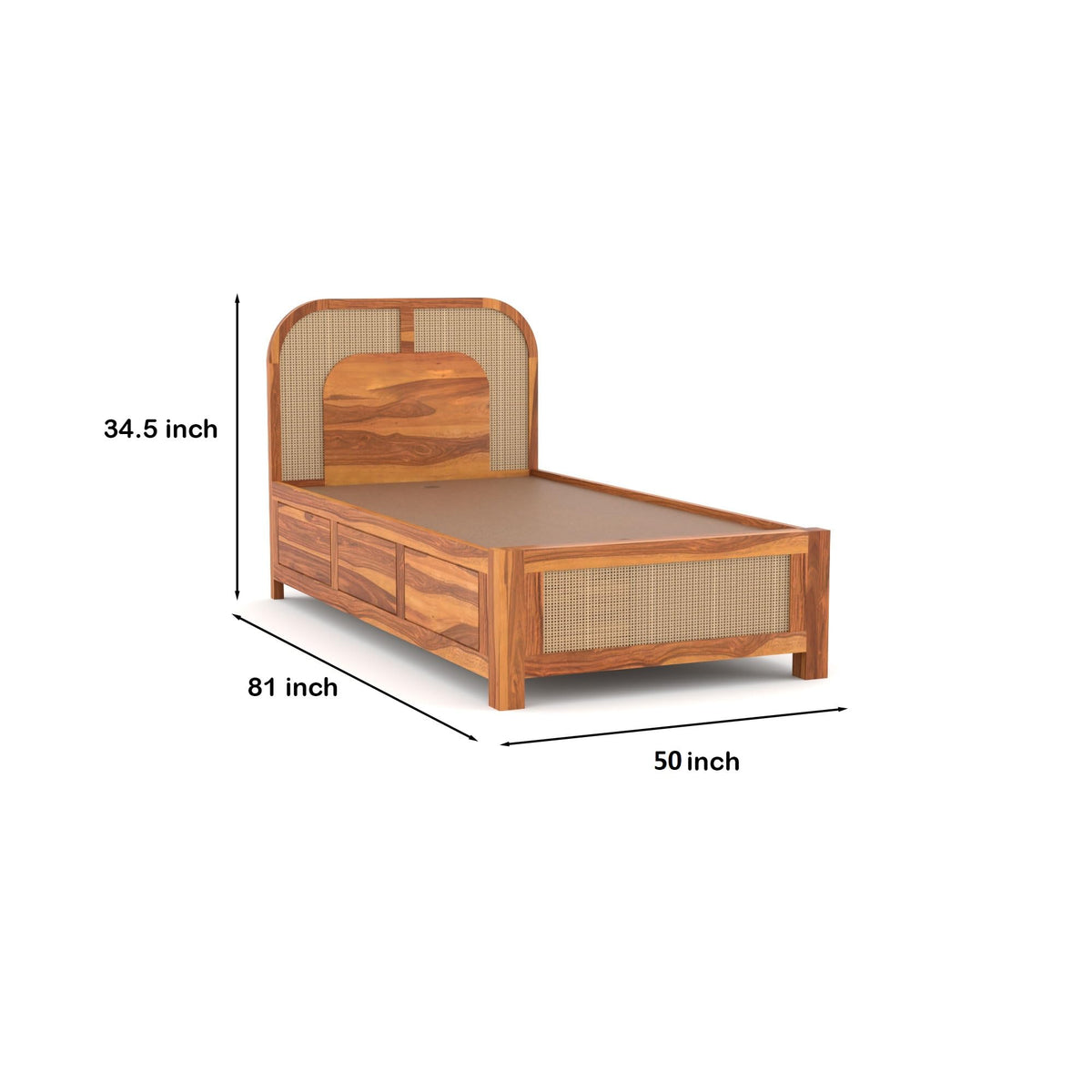 Bhagwati Art Sheesham Single Bed with Box Storage – 5 Jali Rattan Cane – view 9