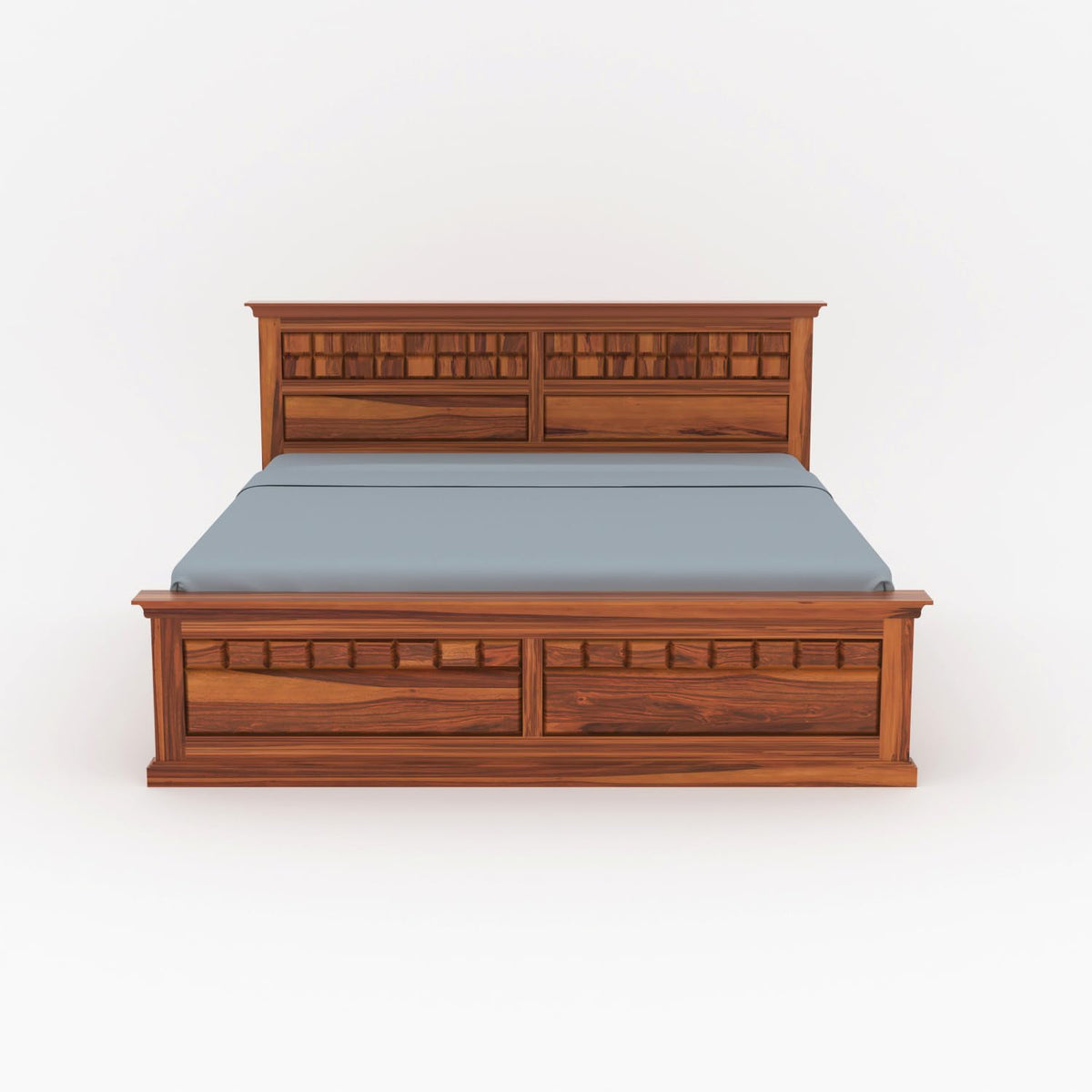 Bhagwati Art Sheesham Wood Bed with Box Storage – Chocolate 2D Design – view 5