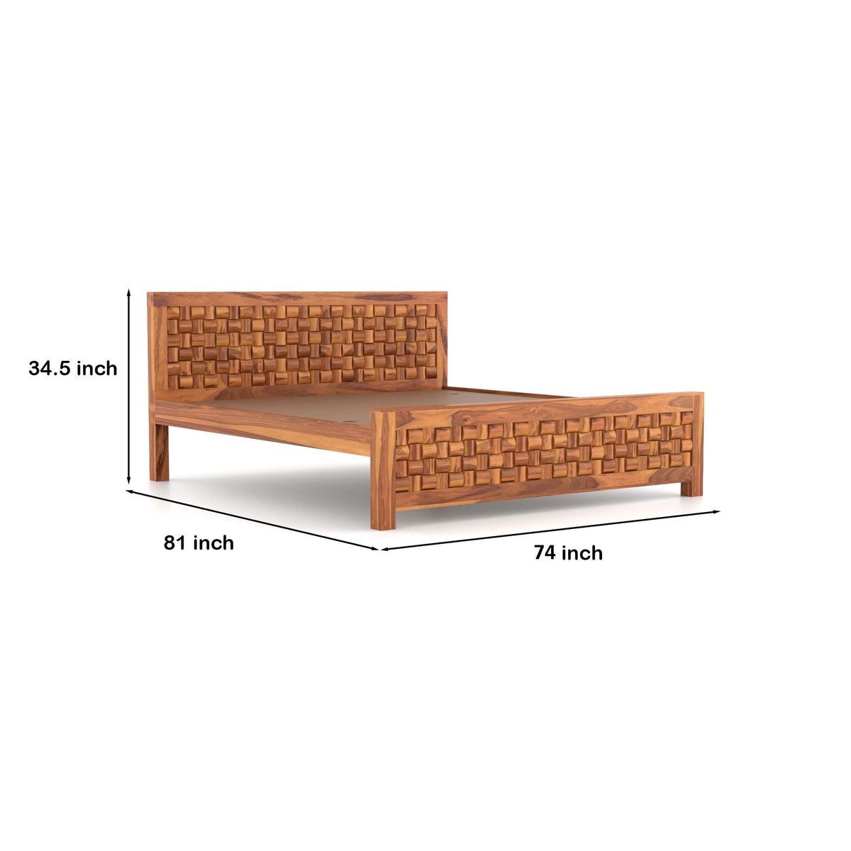 Bhagwati Art Sheesham Wood Bed without Storage – Niwar Design – view 2