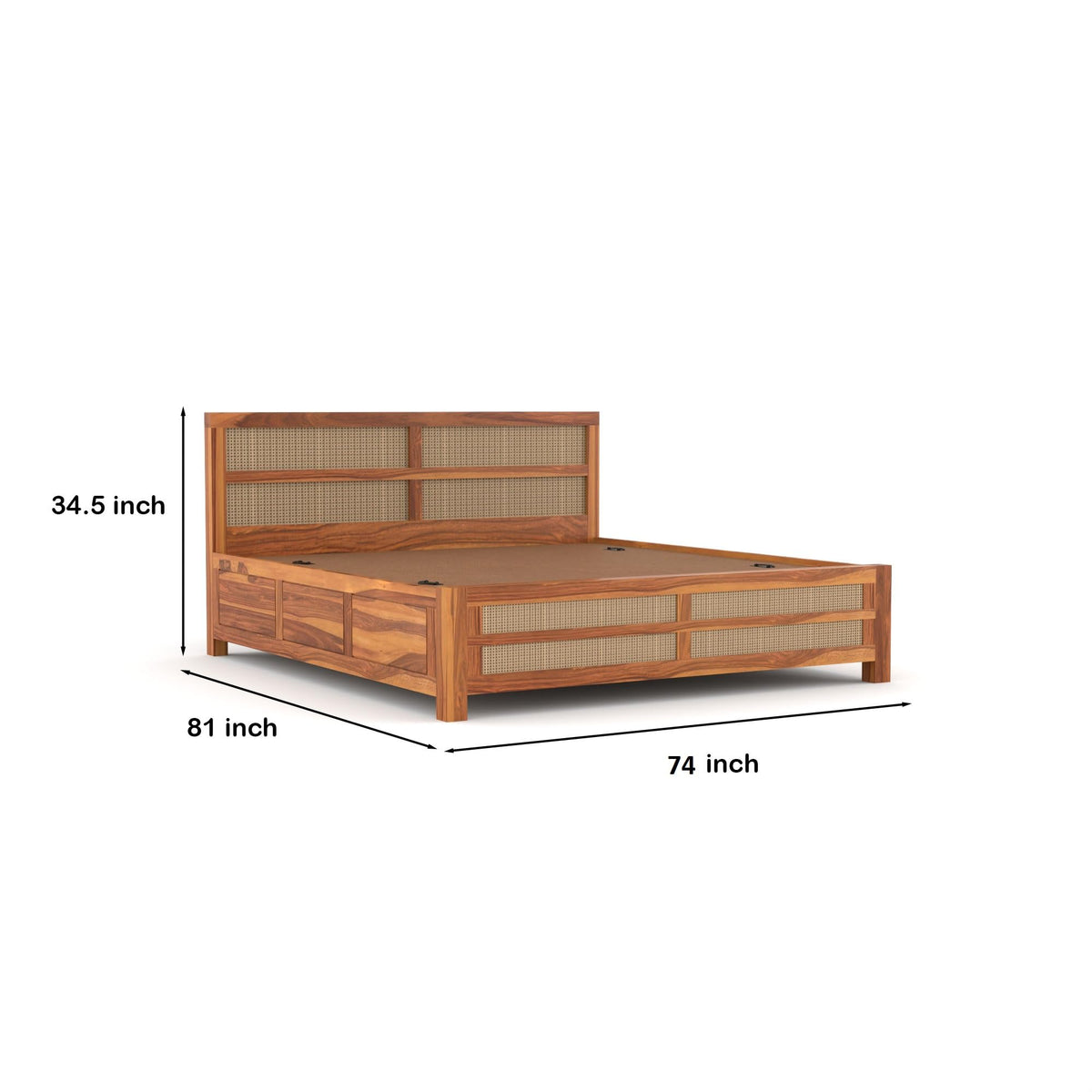 Bhagwati Art Sheesham Wood Bed with Box Storage – 8 Jali Rattan Cane – view 2