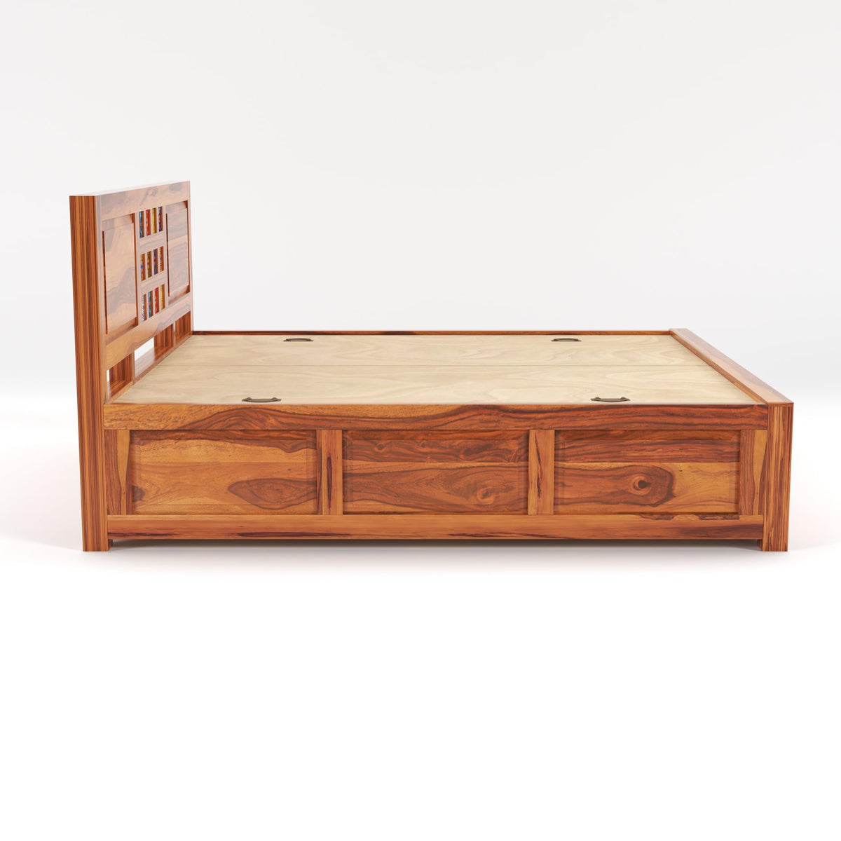 Bhagwati Art Sheesham Wood Bed with Box Storage – Tile Dalla Design – view 6