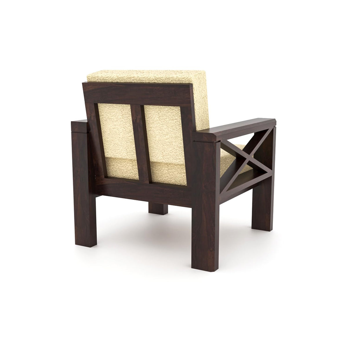 Bhagwati Art Sheesham Wood 1 Seater Sofa with X Design Armrests – view 10