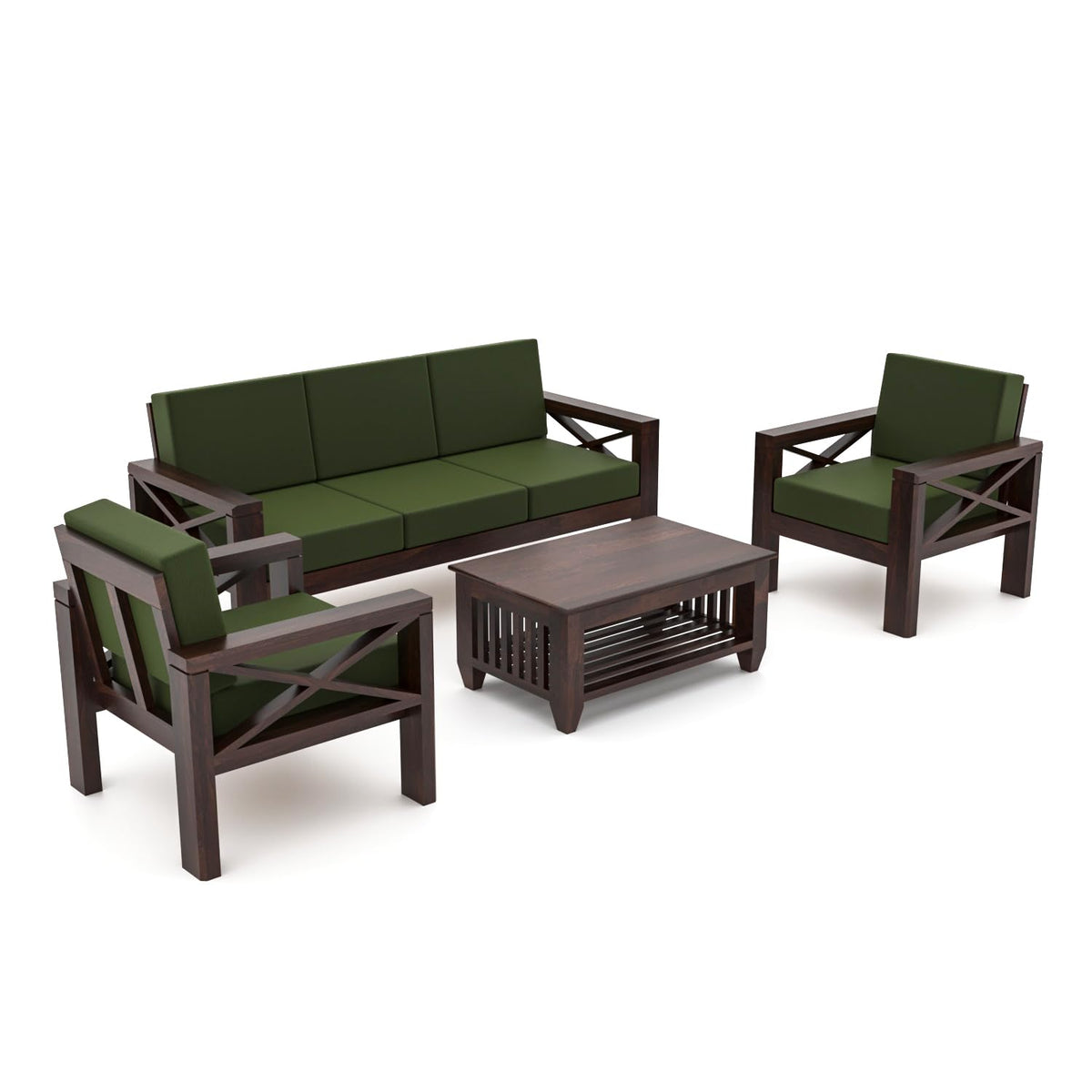 Bhagwati Art Sheesham Wood 5 Seater Sofa with X Design Armrests – view 20