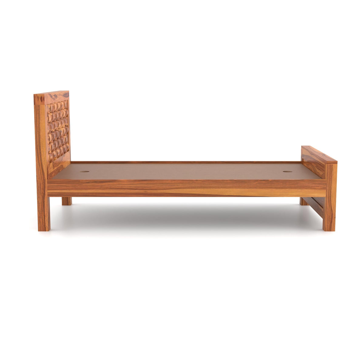 Bhagwati Art Sheesham Wood Single Bed without Storage – Niwar Design – view 6