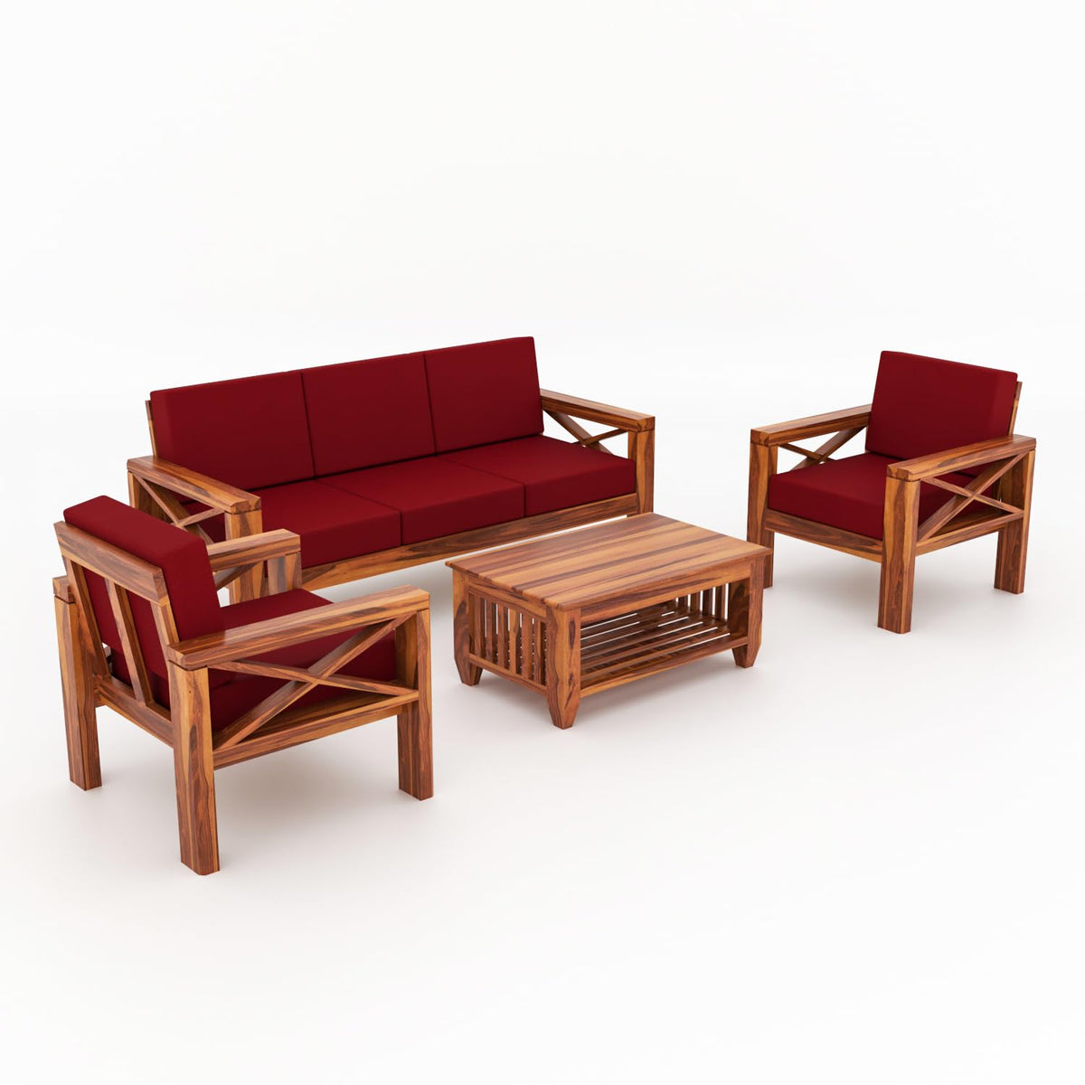 Bhagwati Art Sheesham Wood 5 Seater Sofa with X Design Armrests – view 37