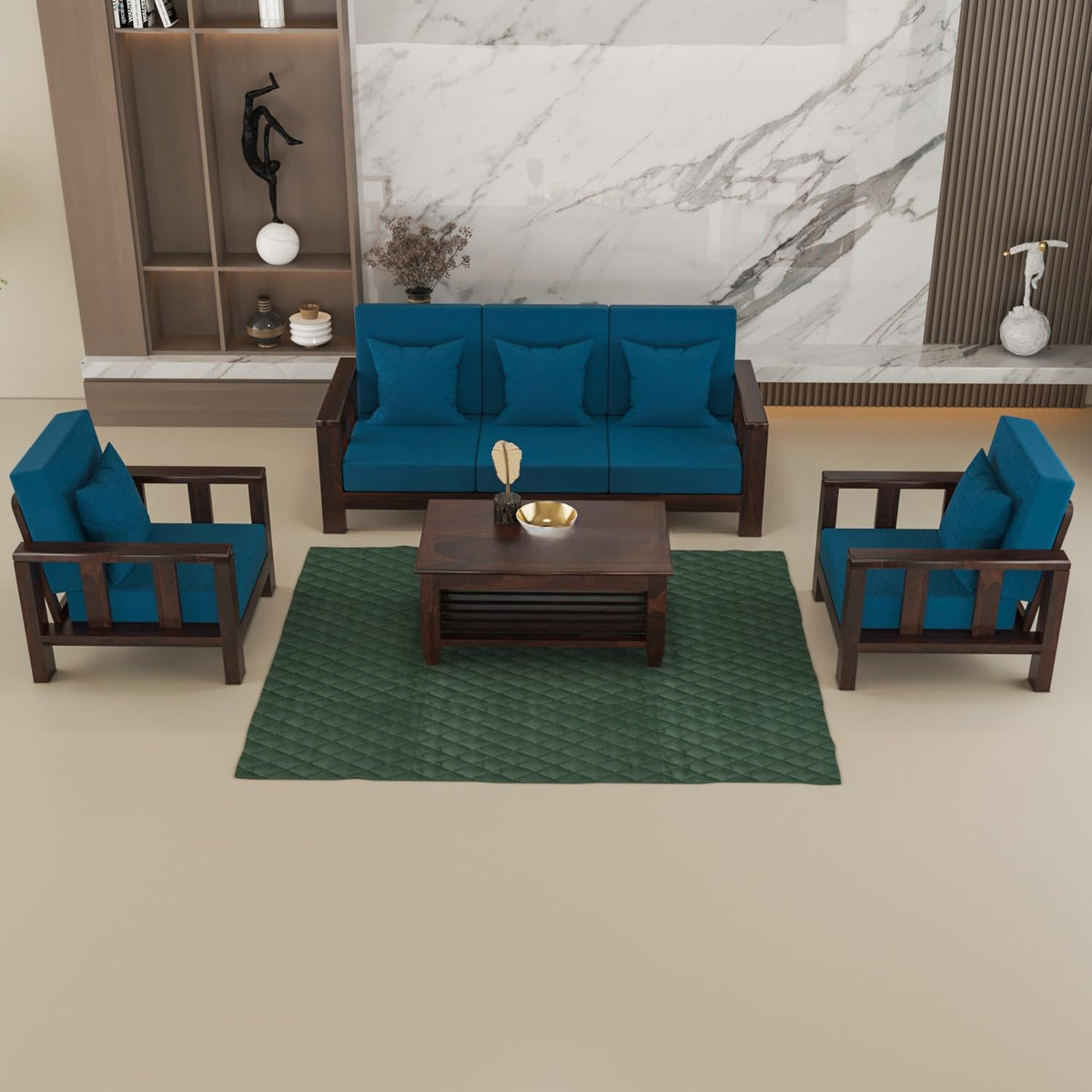 Bhagwati Art Sheesham Wood 5 Seater Sofa Set – Lounge Design – view 1