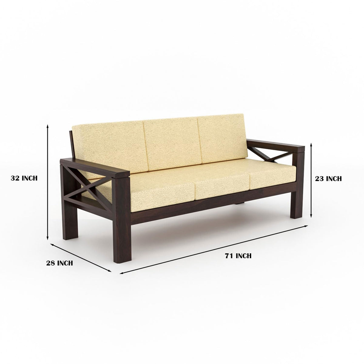 Bhagwati Art Sheesham Wood 7 Seater Sofa Set with X Design Armrests – view 12