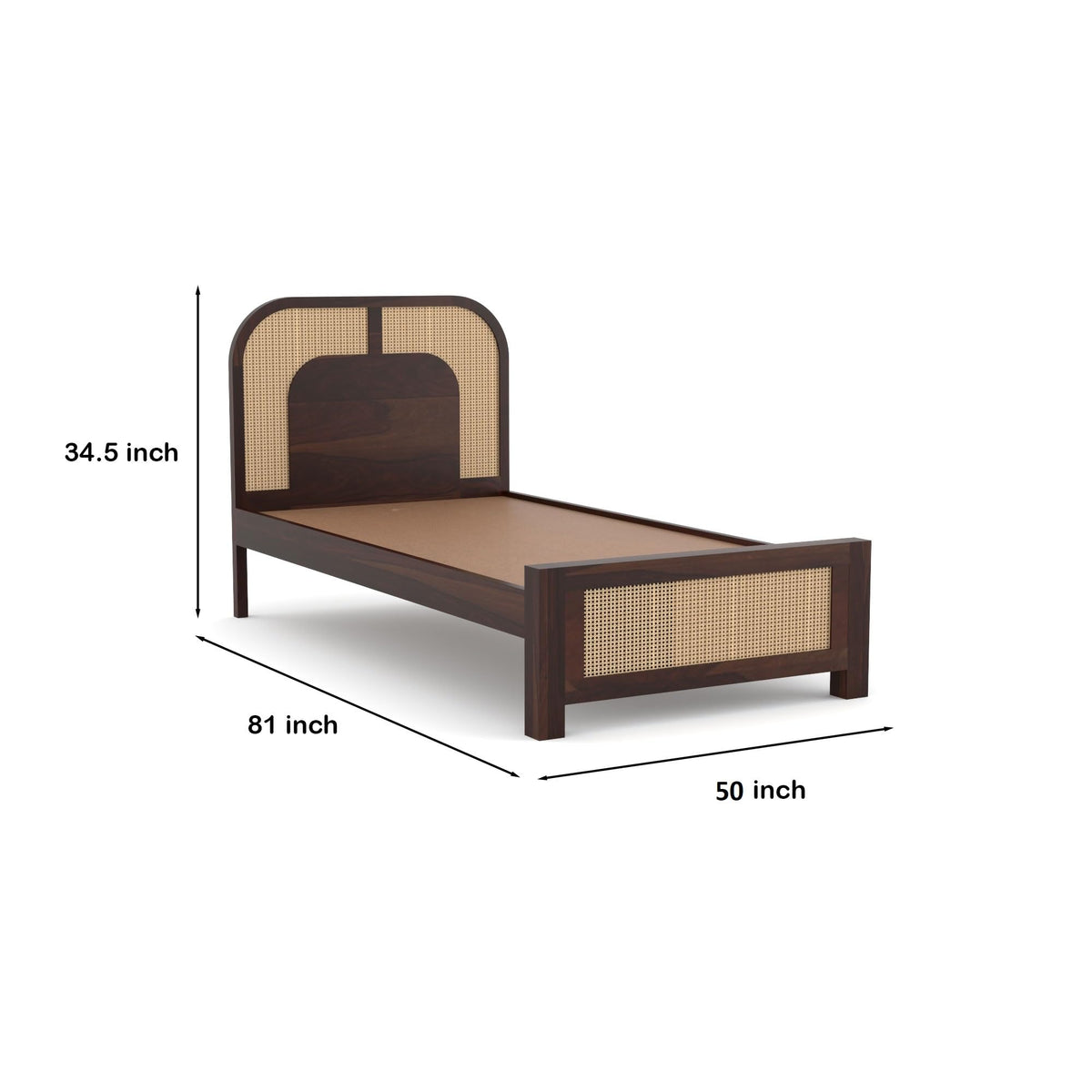 Bhagwati Art Sheesham Single Bed without Storage – 5 Jali Rattan Cane – view 18