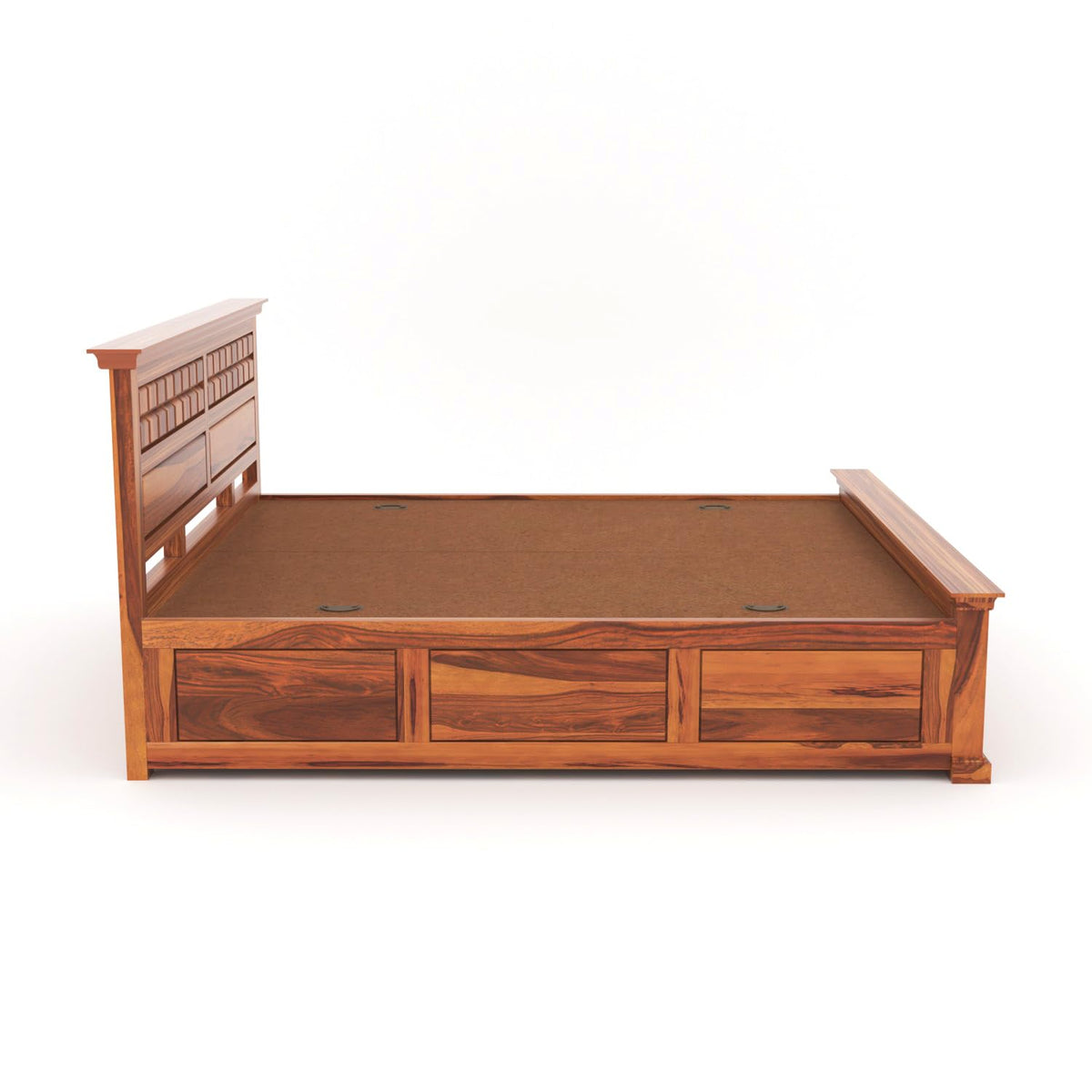Bhagwati Art Sheesham Wood Bed with Box Storage – Chocolate 2D Design – view 6