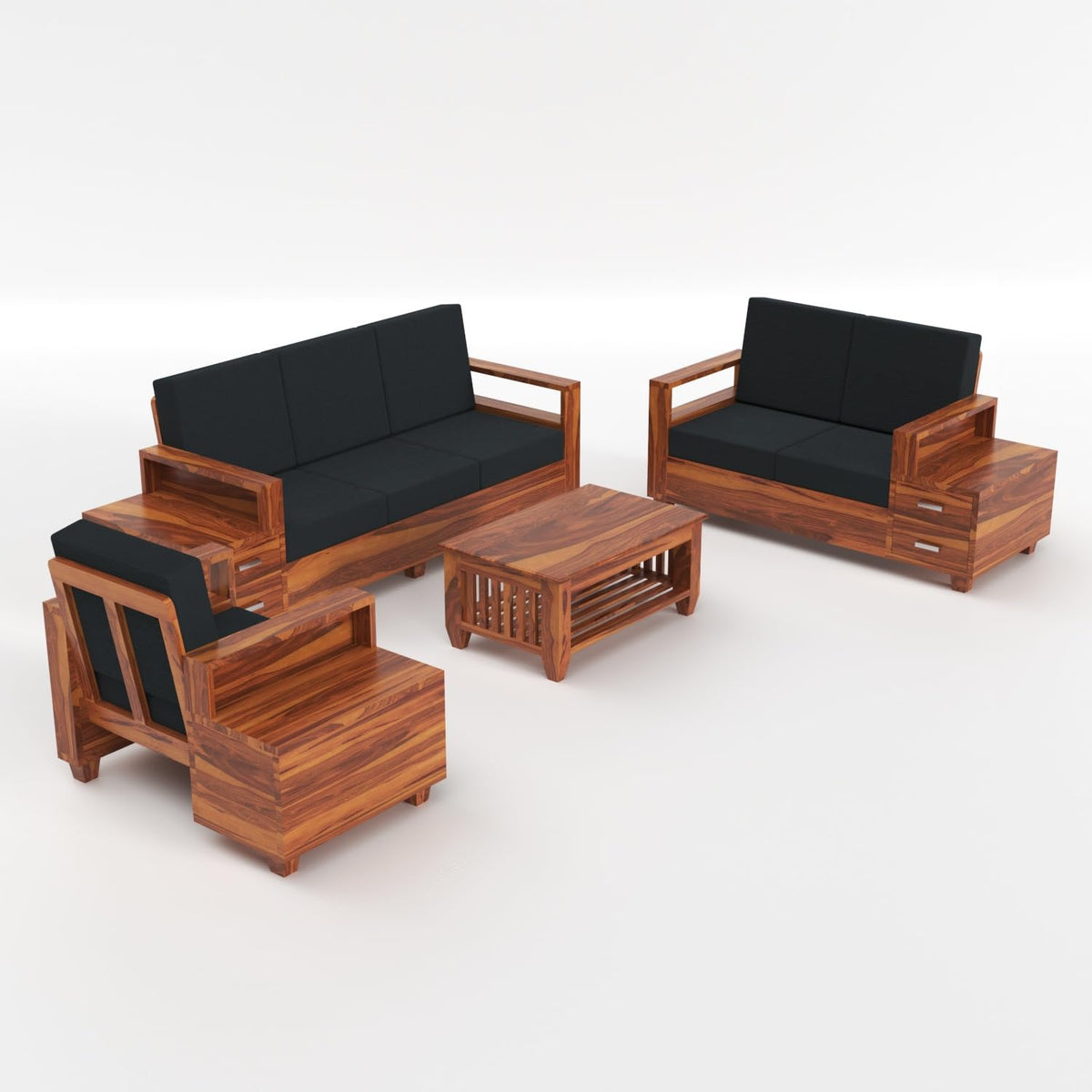 Bhagwati Art Sheesham Wood 6 Seater Sofa Set with Drawer Storage – view 5