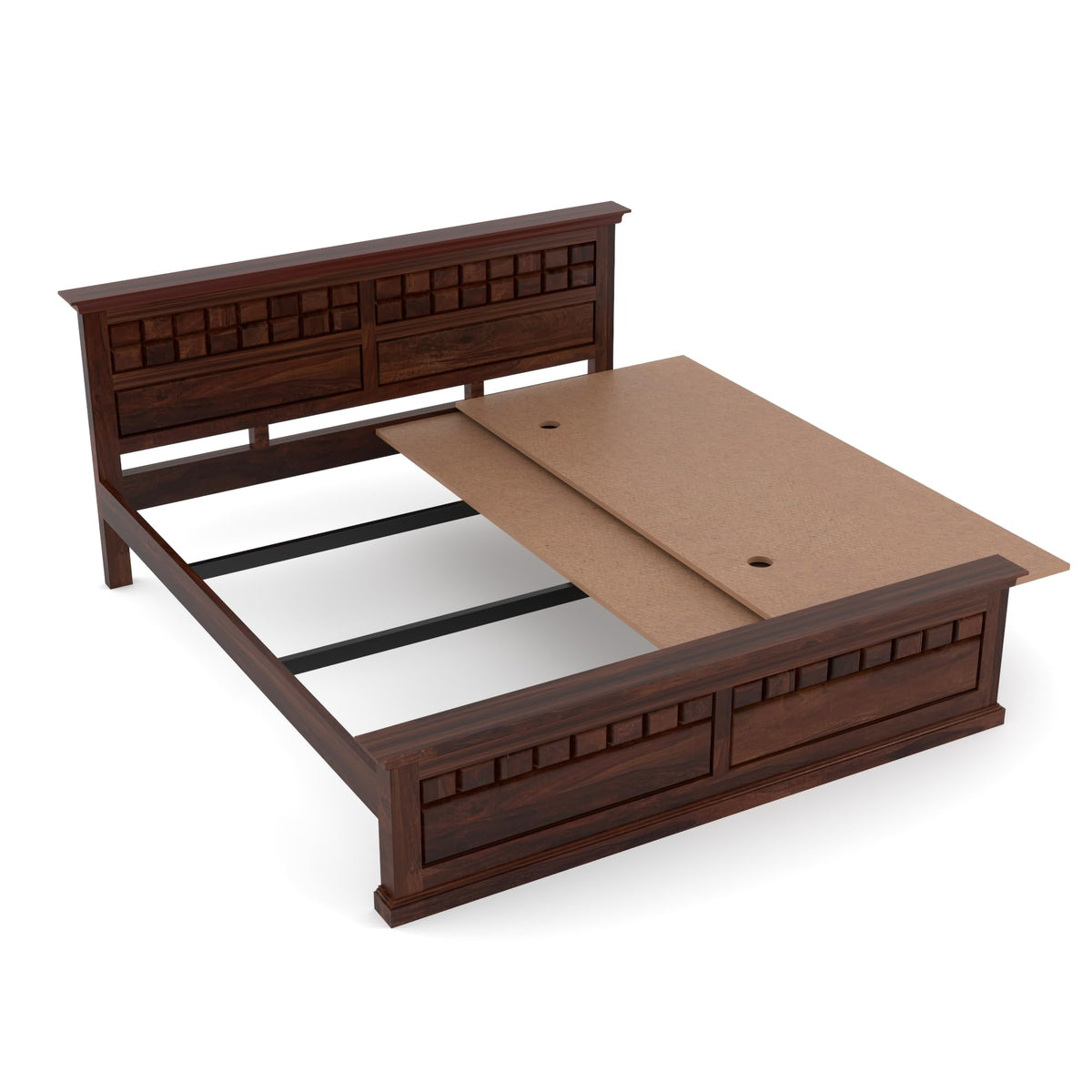 Bhagwati Art Sheesham Wood Bed without Storage – Chocolate Design – view 12