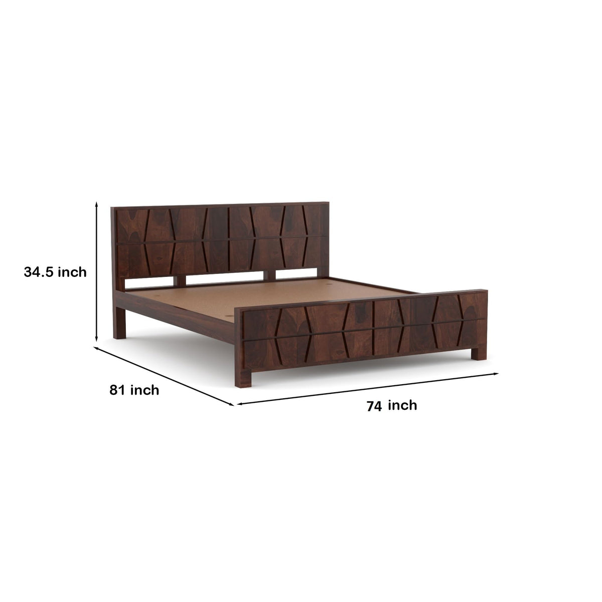 Bhagwati Art Sheesham Wood Bed without Storage – Zigzag Design – view 10