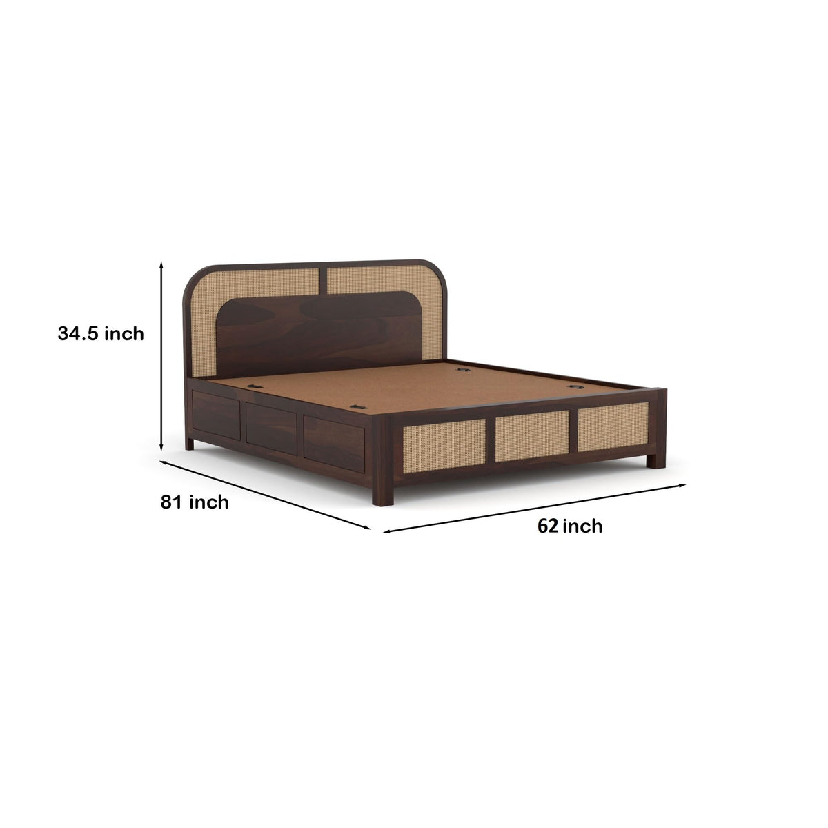 Bhagwati Art Sheesham Wood Bed with Box Storage – 5 Jali Rattan Cane – view 20