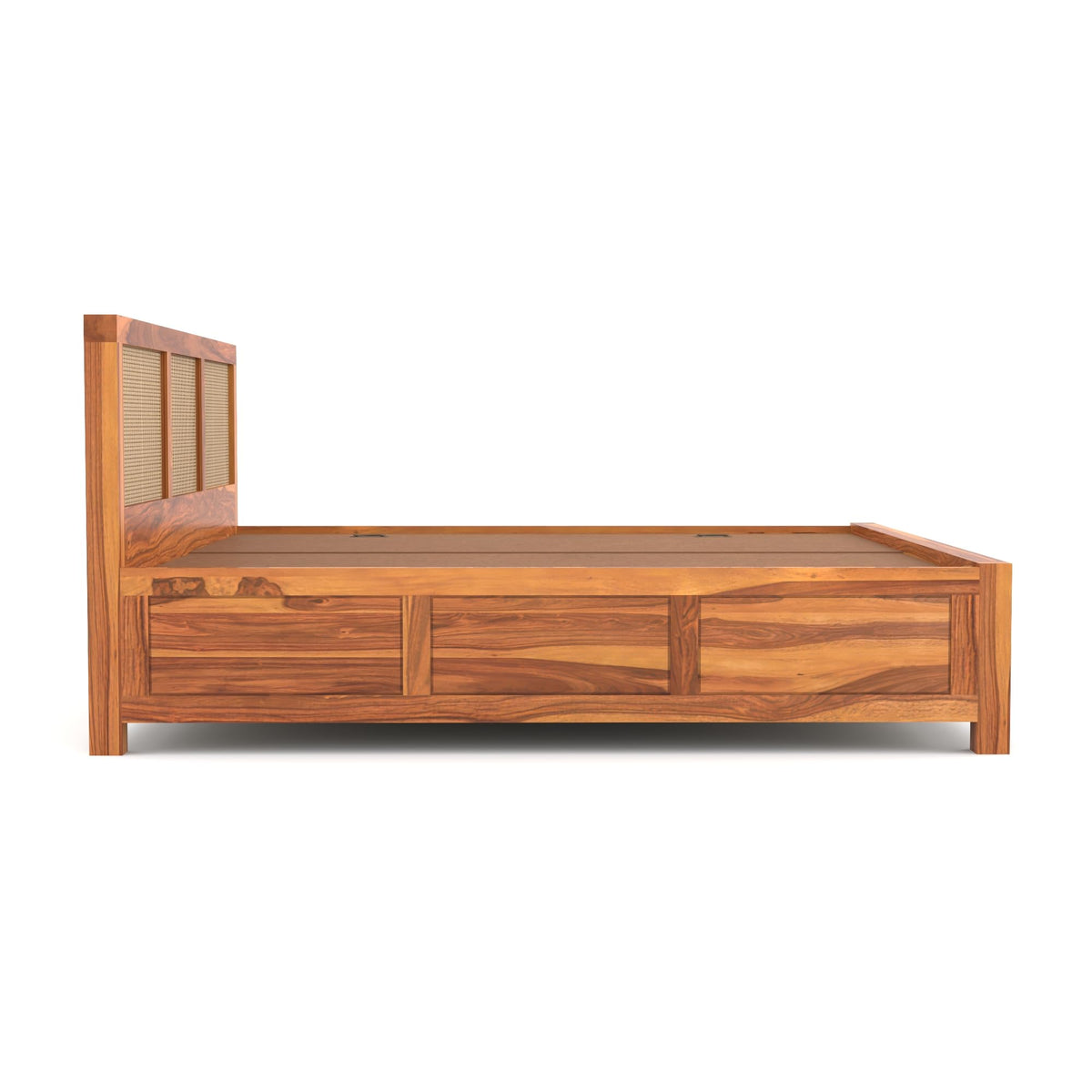 Bhagwati Art Sheesham Wood Bed with Box Storage – 6 Jali Rattan Cane – view 6