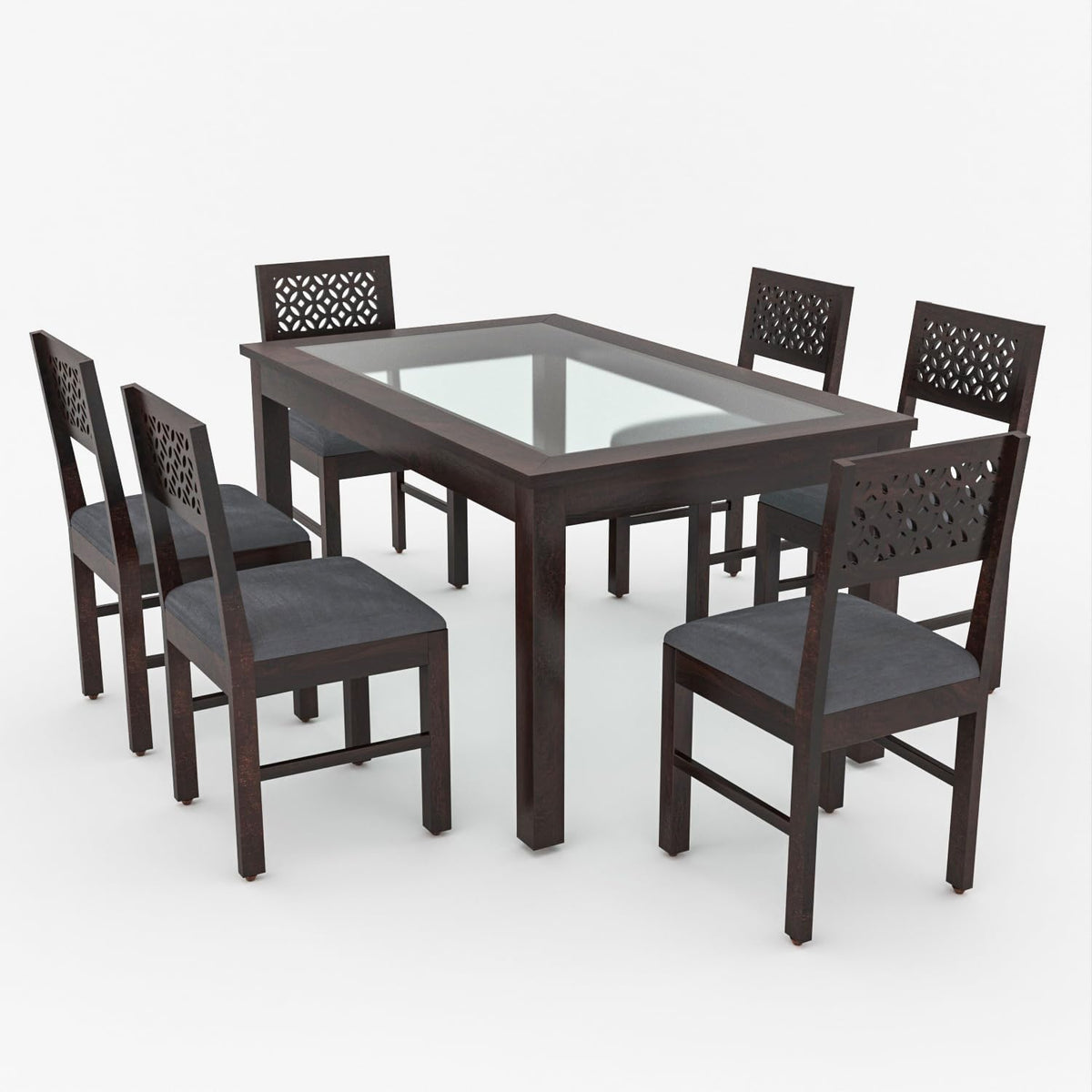 Bhagwati Art Sheesham Wood Dining Set with Urban Glass Top – Plain – view 12