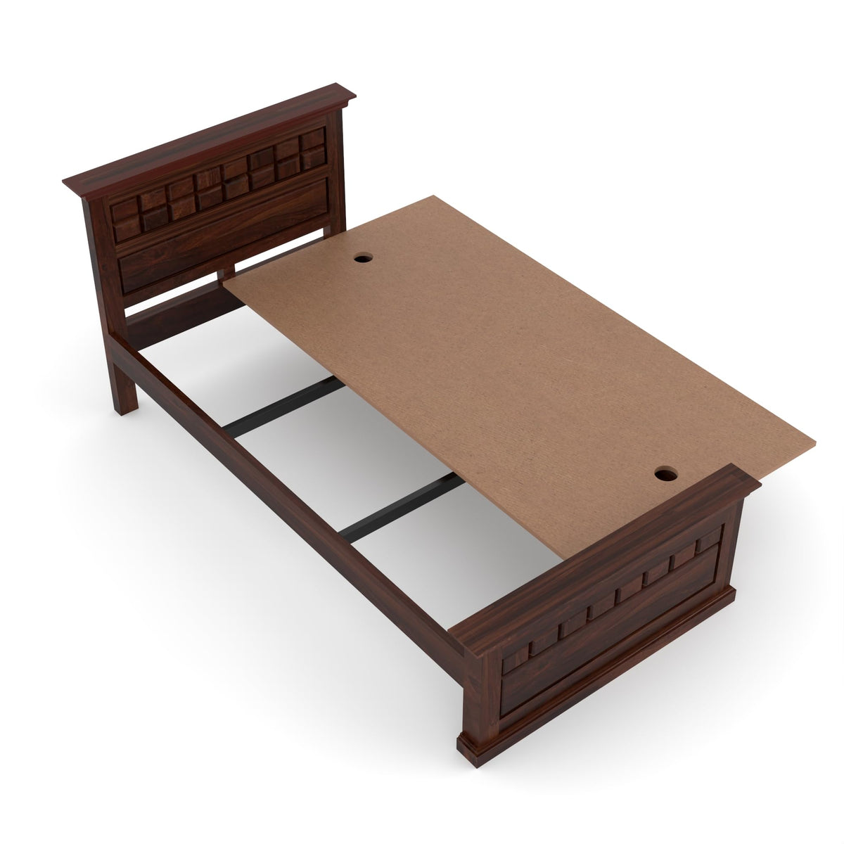 Bhagwati Art Sheesham Wood Single Bed without Storage – Chocolate – view 12