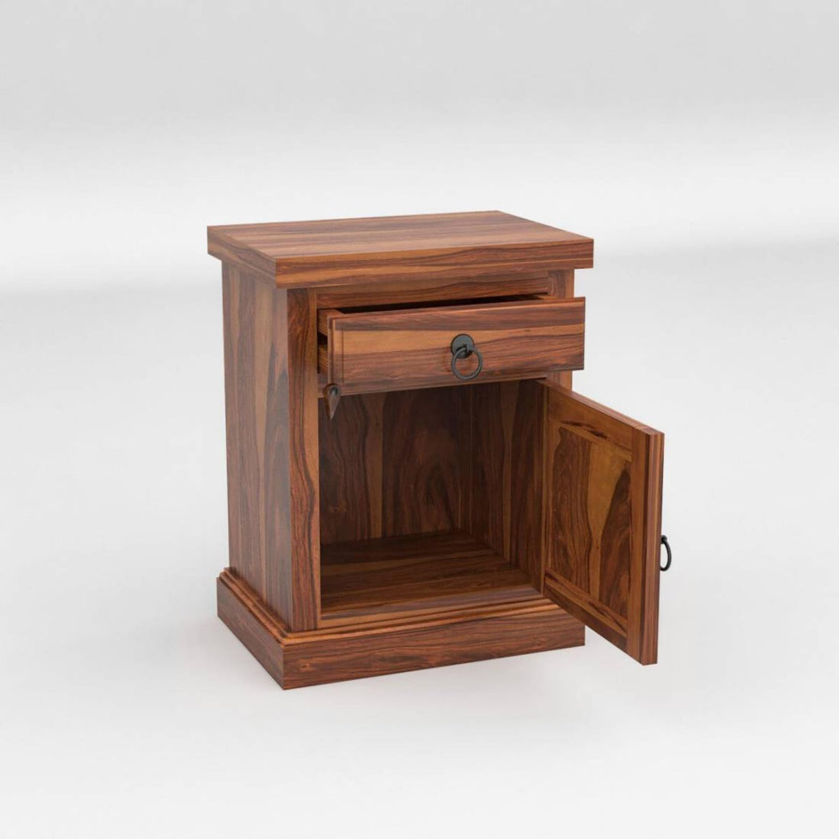 Bhagwati Art Sheesham Wood Bedside Table with Drawer – Niwar Design – view 4