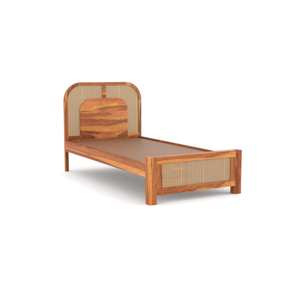 Bhagwati Art Sheesham Single Bed without Storage – 5 Jali Rattan Cane – view 5