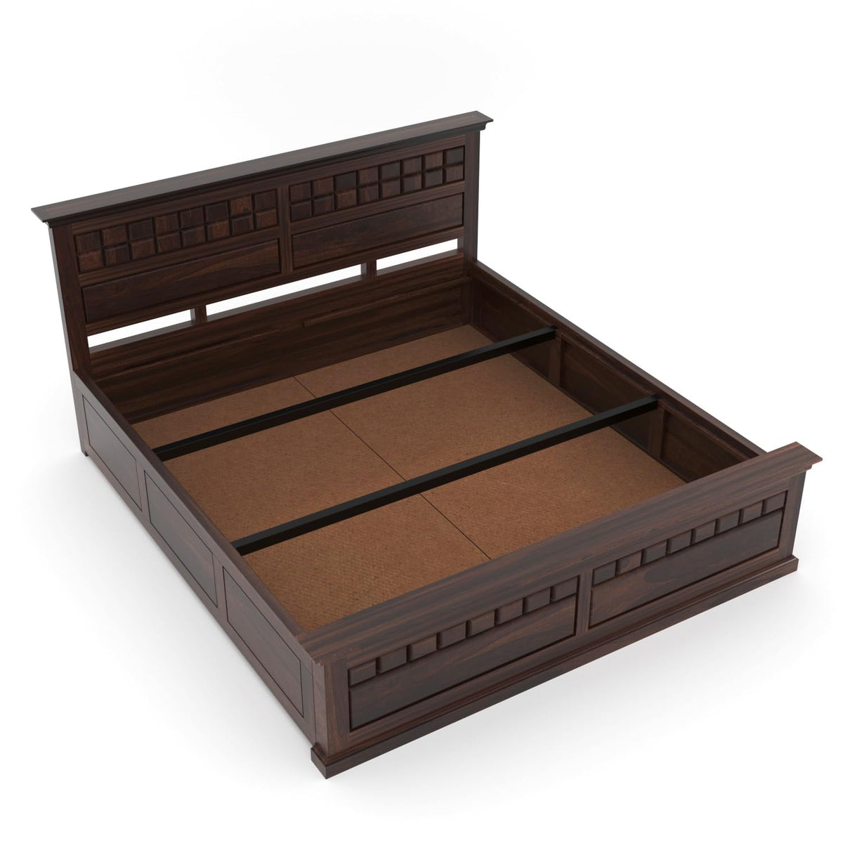 Bhagwati Art Sheesham Wood Bed with Box Storage – Chocolate 2D Design – view 10