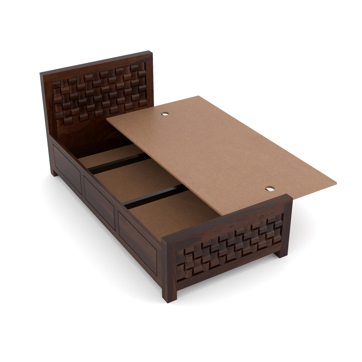 Bhagwati Art Sheesham Wood Single Bed with Box Storage – Niwar Design – view 10