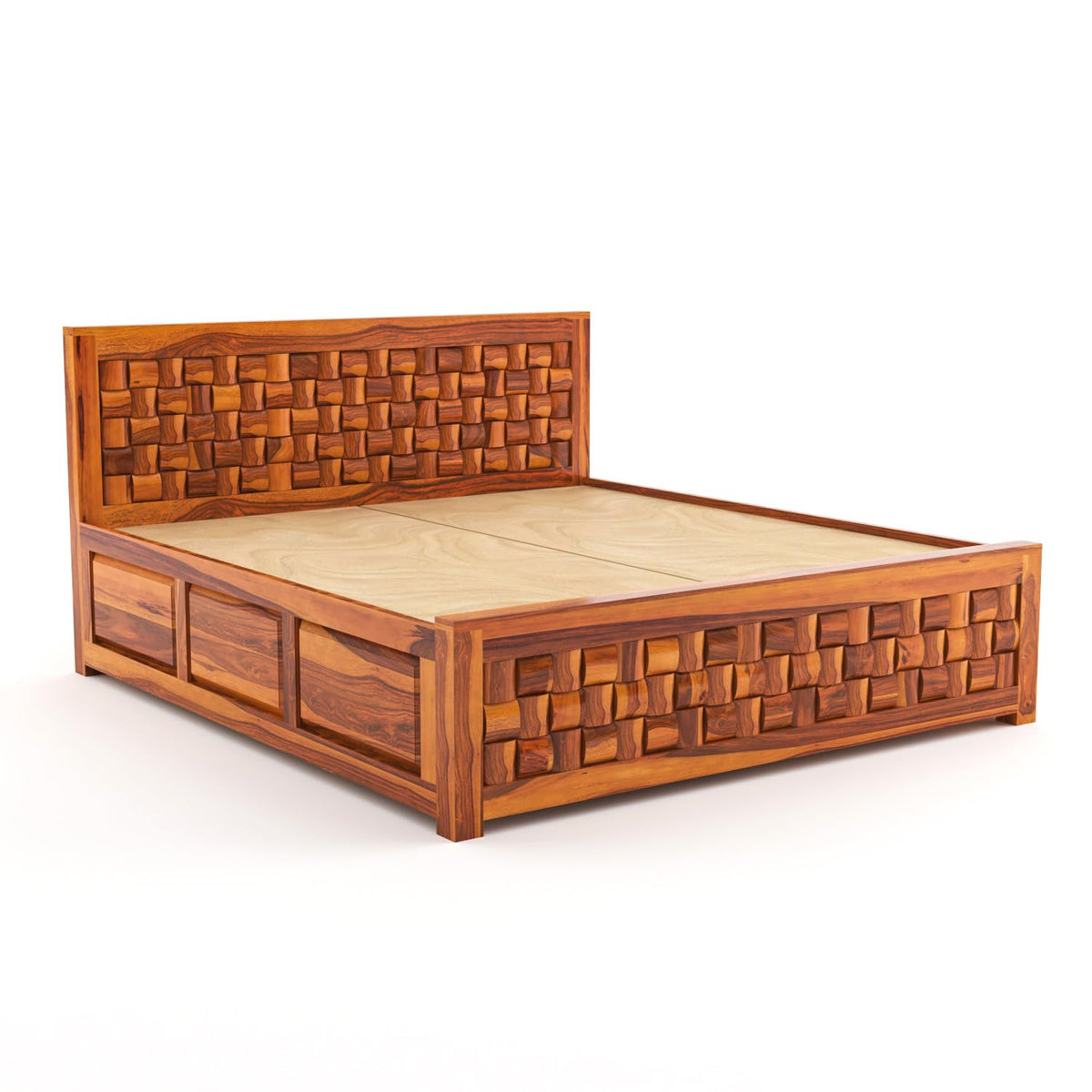 Bhagwati Art Sheesham Wood Bed with Box Storage – Niwar Design – view 4