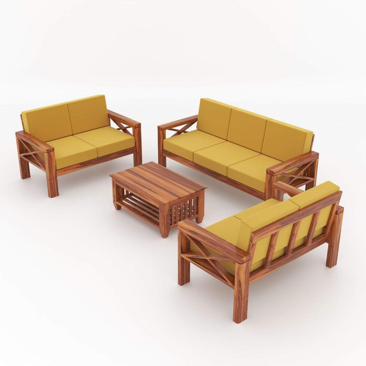 Bhagwati Art Sheesham Wood 7 Seater Sofa Set with X Design Armrests – view 48