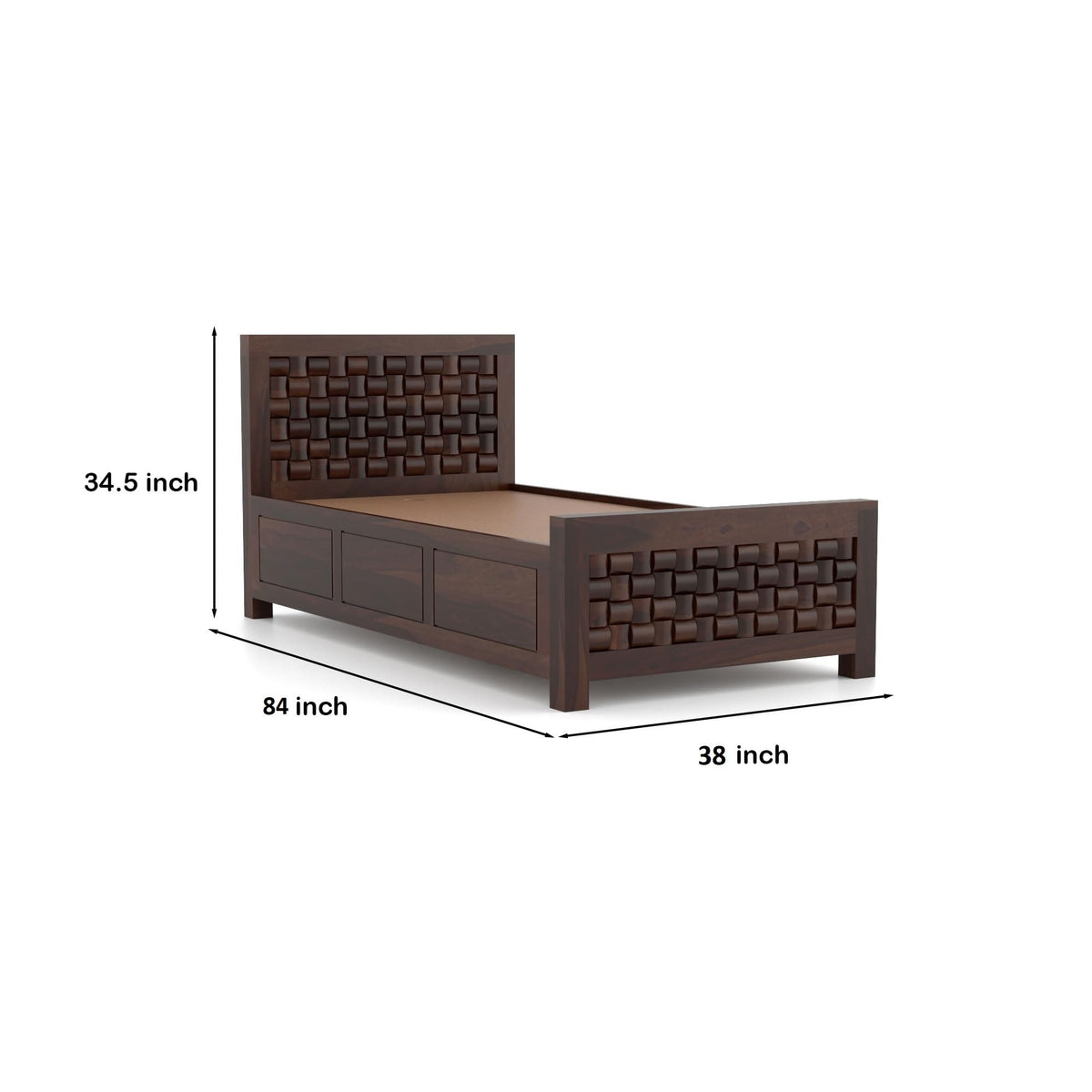 Bhagwati Art Sheesham Wood Single Bed with Box Storage – Niwar Design – view 9