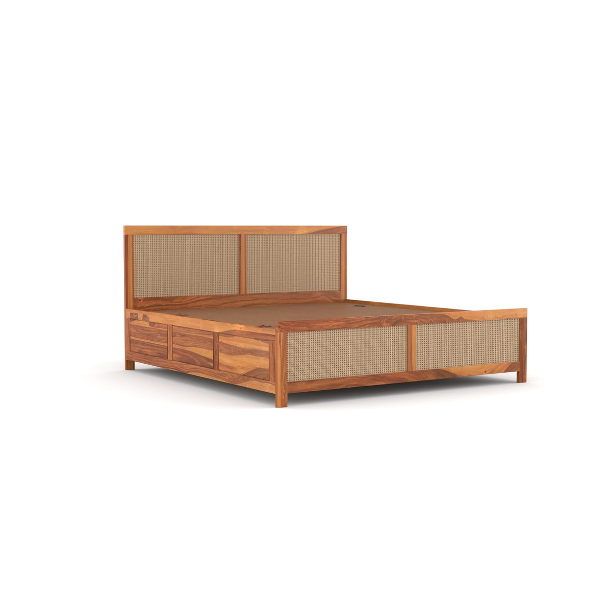 Bhagwati Art Sheesham Wood Bed with Box Storage – 4 Jali Rattan Cane – view 5