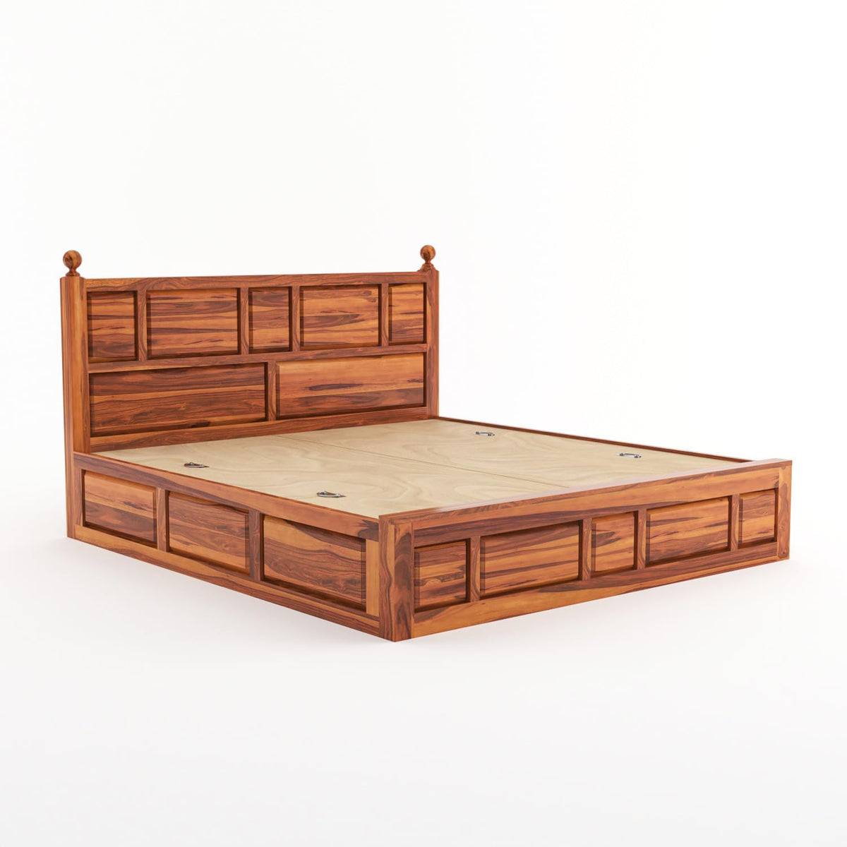 Bhagwati Art Sheesham Wood Bed with Box Storage – Lattu Design – view 14