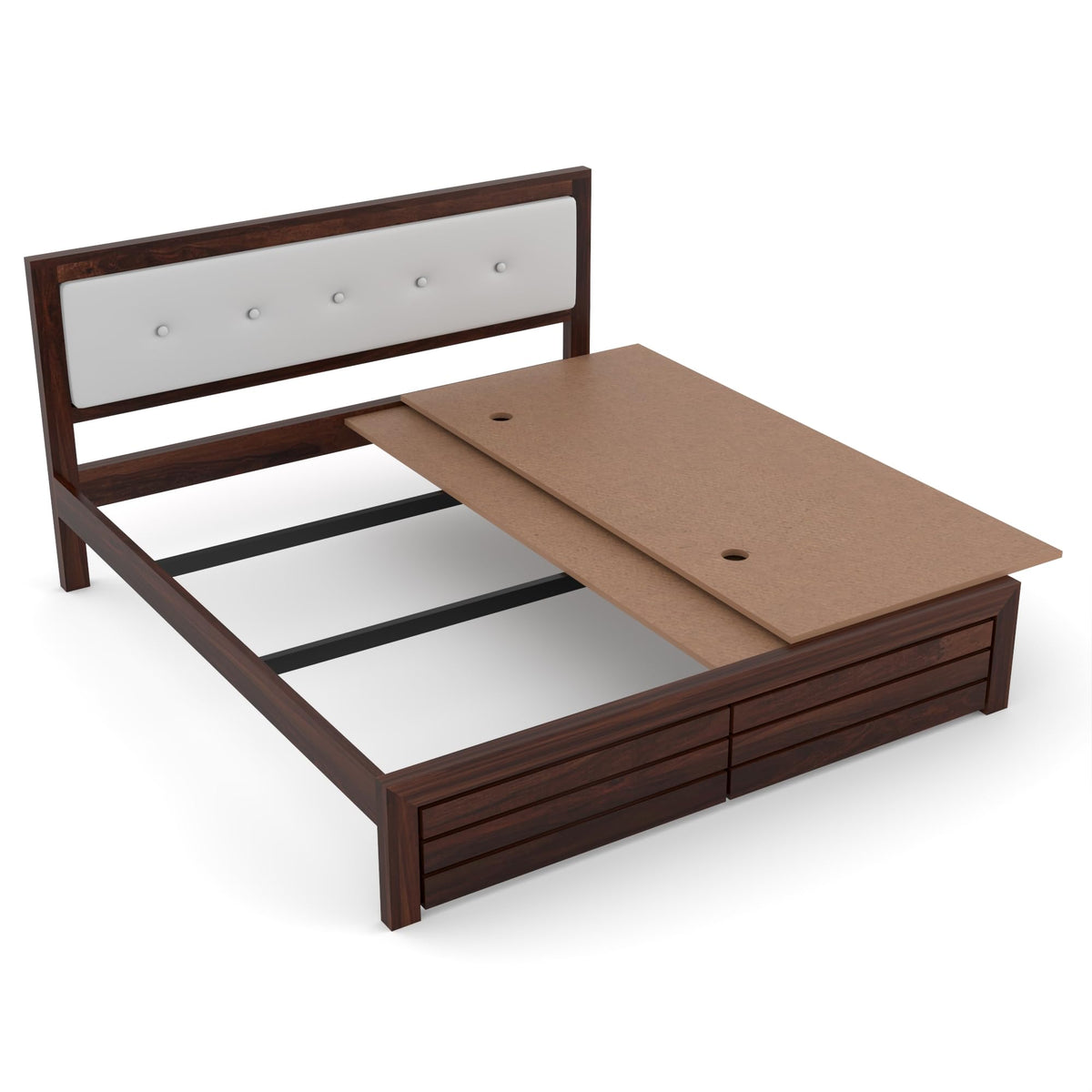 Bhagwati Art Sheesham Wood Bed without Storage – Upholstered Button – view 12