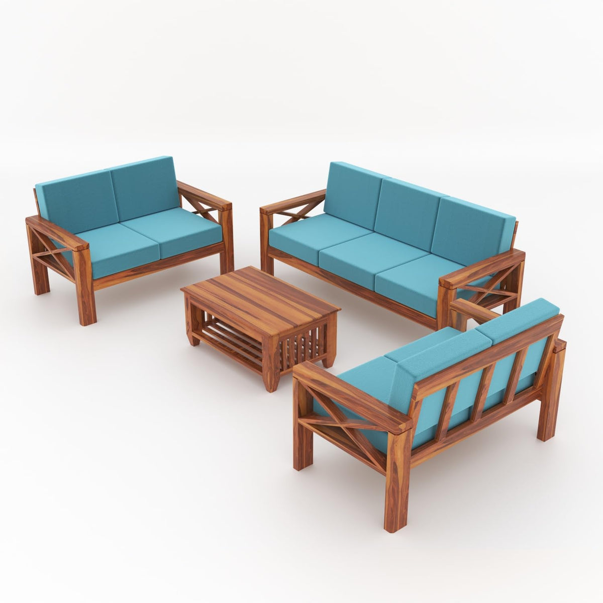 Bhagwati Art Sheesham Wood 7 Seater Sofa Set with X Design Armrests – view 4
