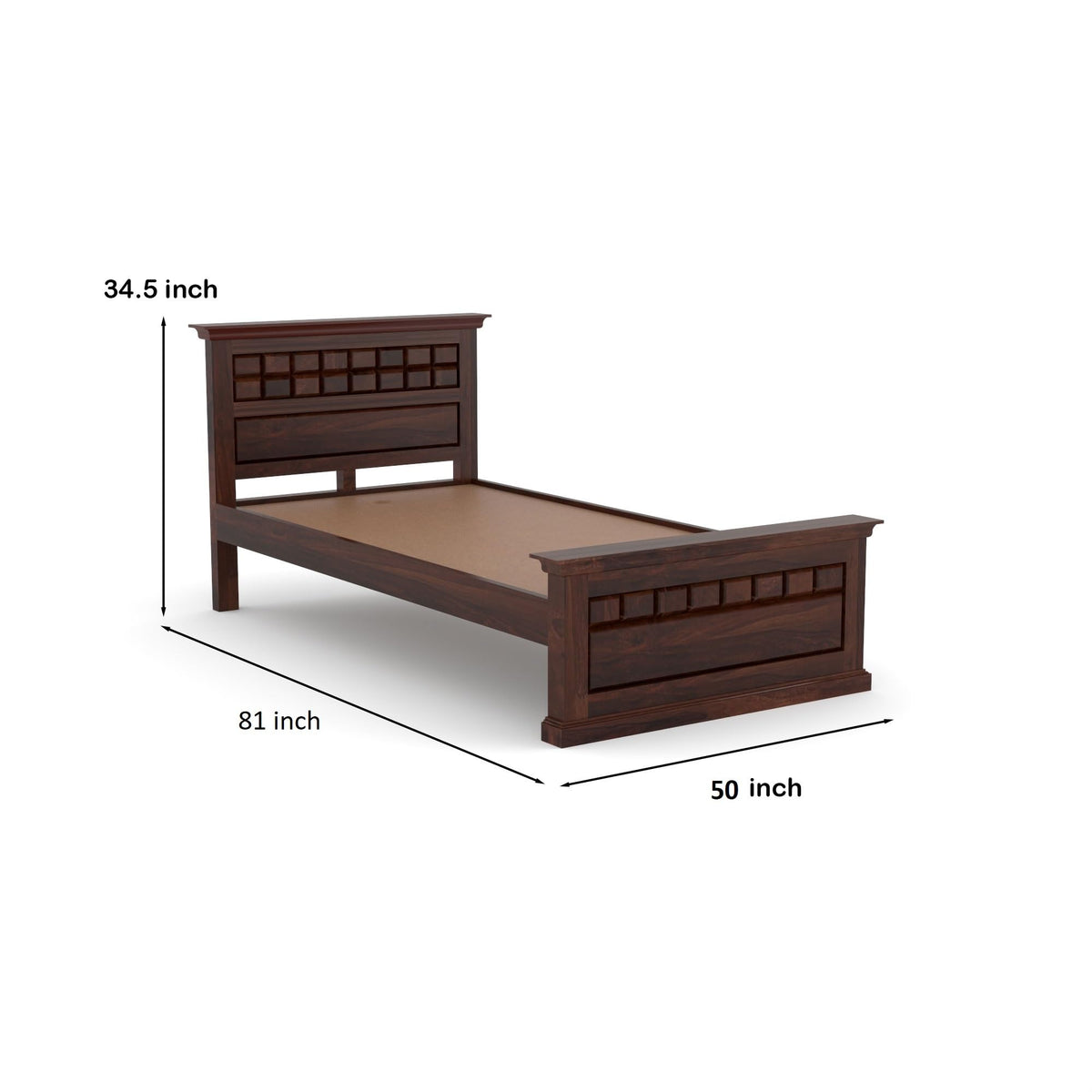 Bhagwati Art Sheesham Wood Single Bed without Storage – Chocolate – view 20