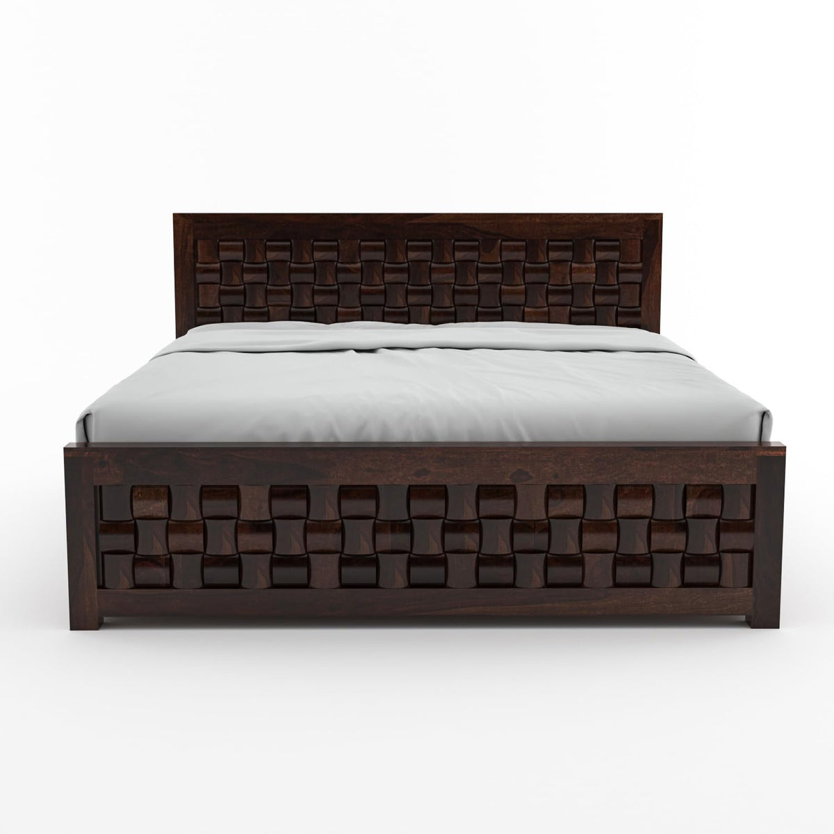 Bhagwati Art Sheesham Bed with Storage & 2 Bedside Tables – Niwar – view 13