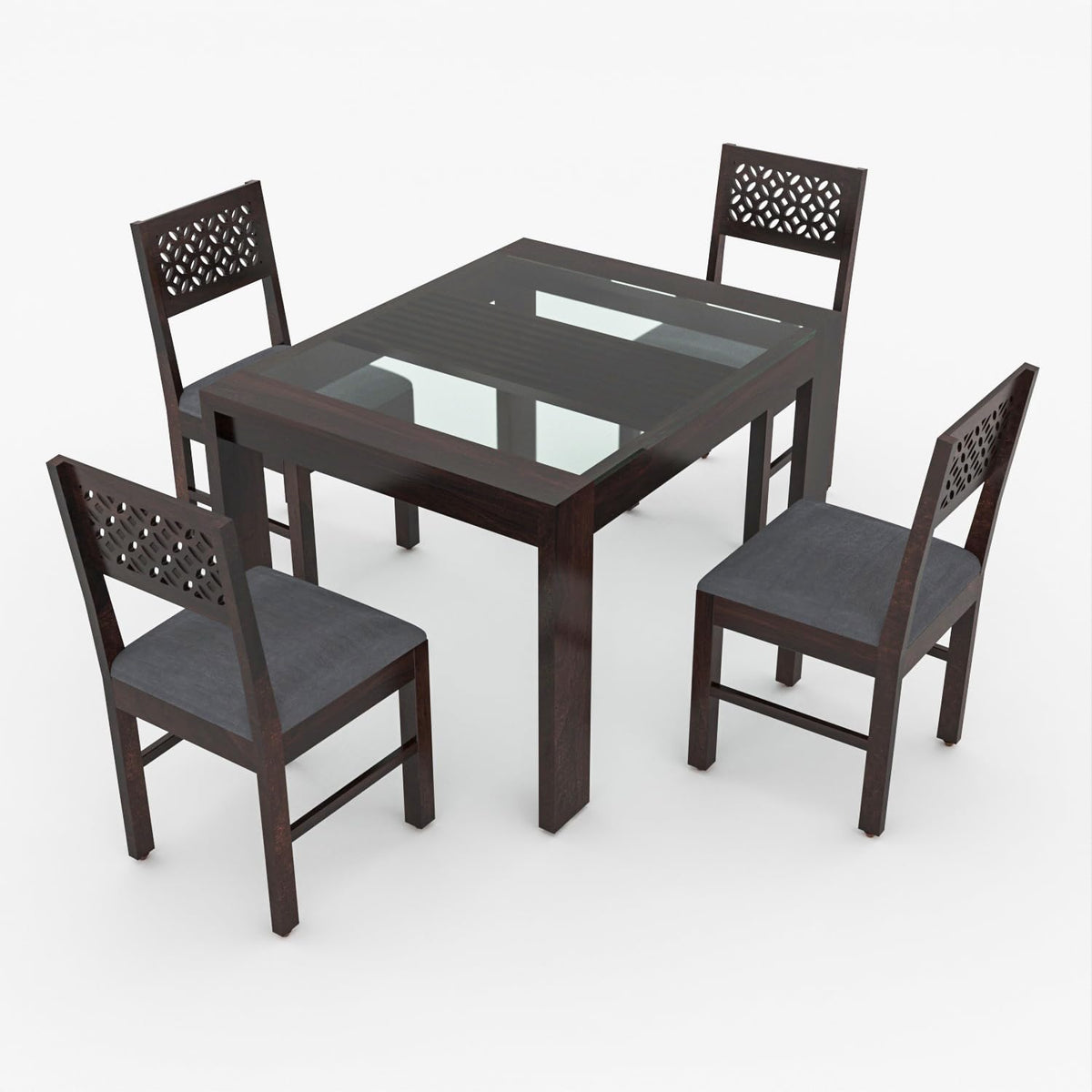 Bhagwati Art Sheesham Wood Dining Set with Glass Top – Classic Design – view 12