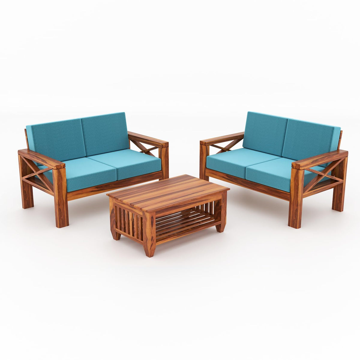 Bhagwati Art Sheesham Wood 4 Seater Sofa with X Design Armrests – view 21