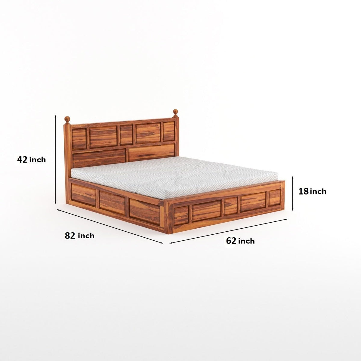 Bhagwati Art Sheesham Wood Bed with Box Storage – Lattu Design – view 11