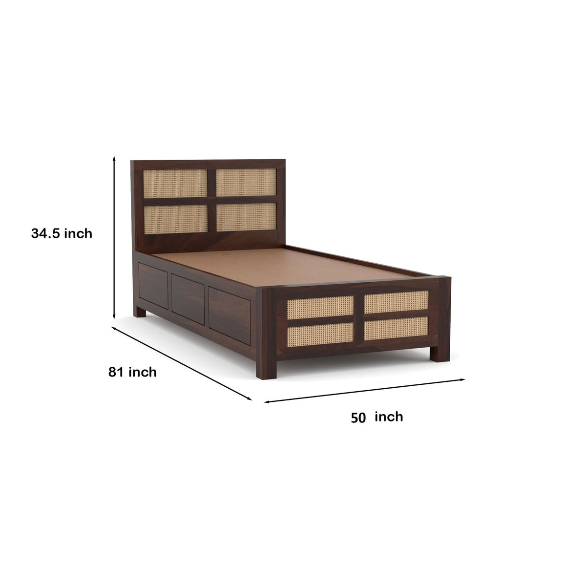 Bhagwati Art Sheesham Single Bed with Box Storage – 8 Jali Rattan Cane – view 16