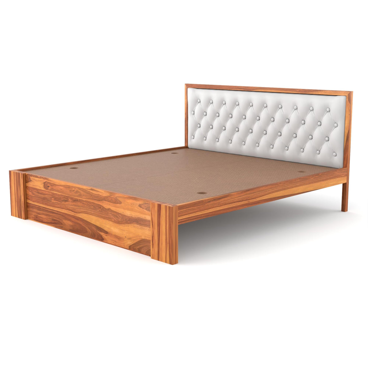 Bhagwati Art Sheesham Wood Bed without Storage – Upholstered Diamond – view 3