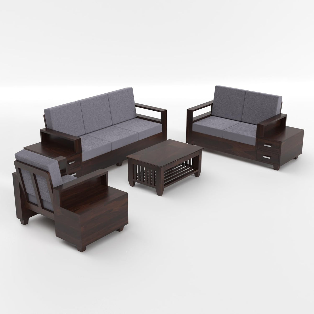 Bhagwati Art Sheesham Wood 6 Seater Sofa Set with Drawer Storage – view 37