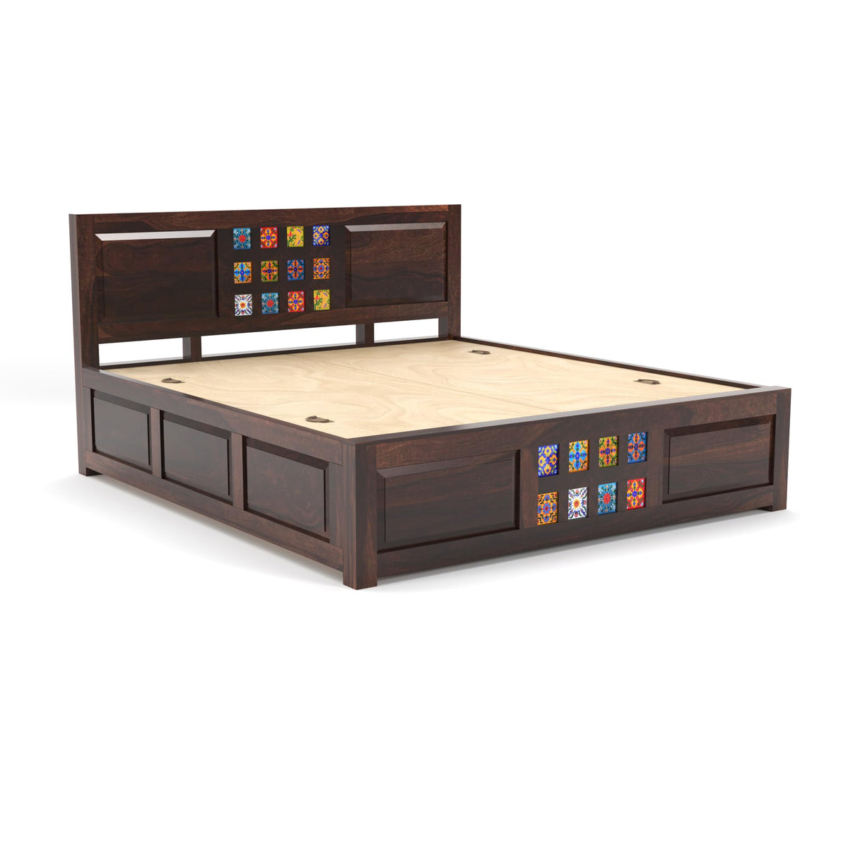 Bhagwati Art Sheesham Wood Bed with Box Storage – Tile Dalla Design – view 12