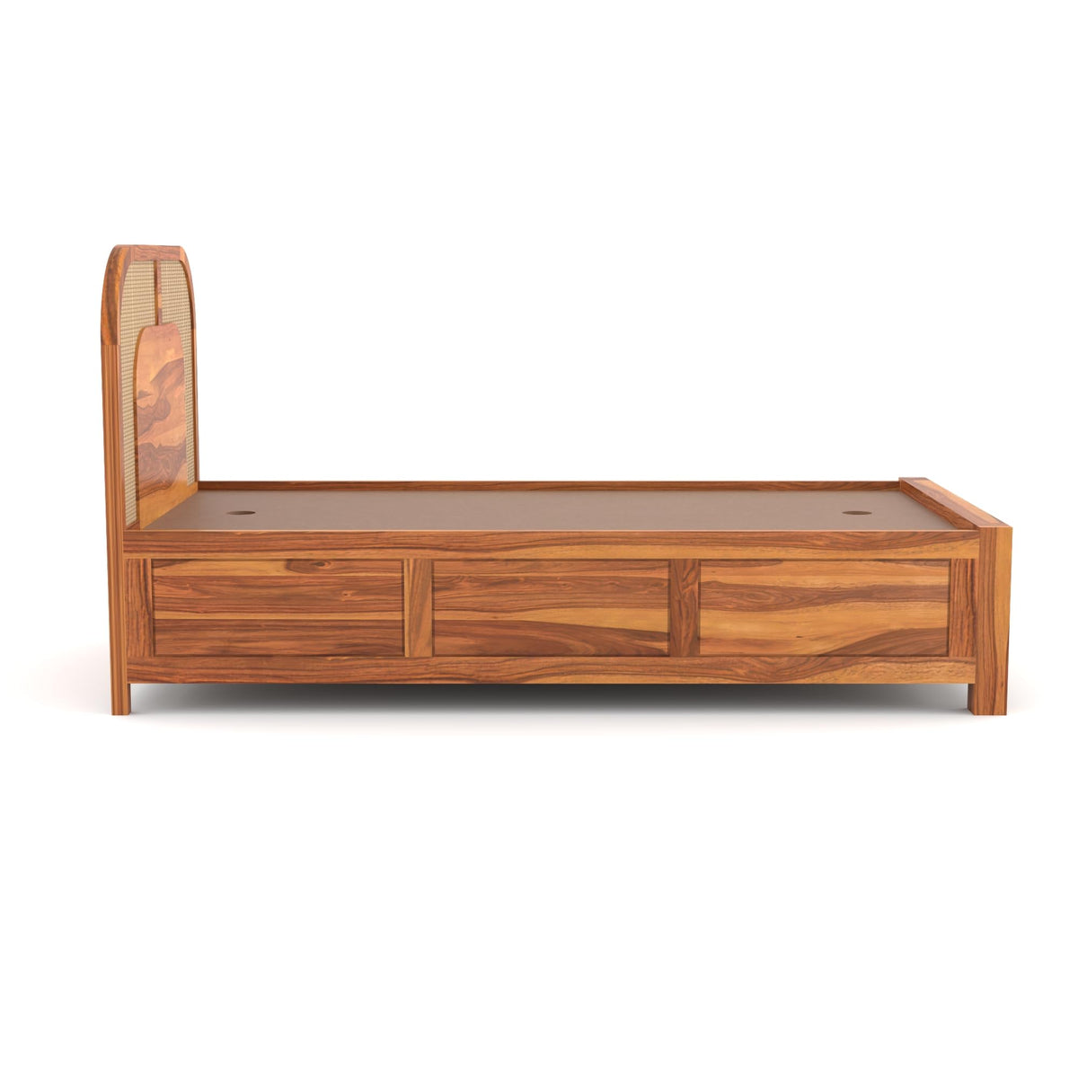 Bhagwati Art Sheesham Single Bed with Box Storage – 5 Jali Rattan Cane – view 4