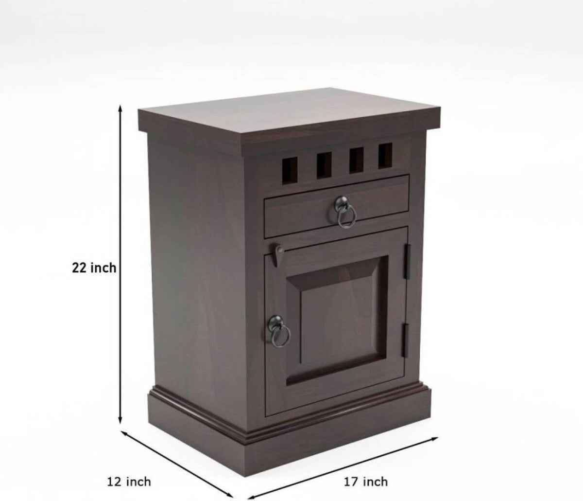 Bhagwati Art Sheesham Wood Bedside Table with Drawer – Kuber Design – view 8