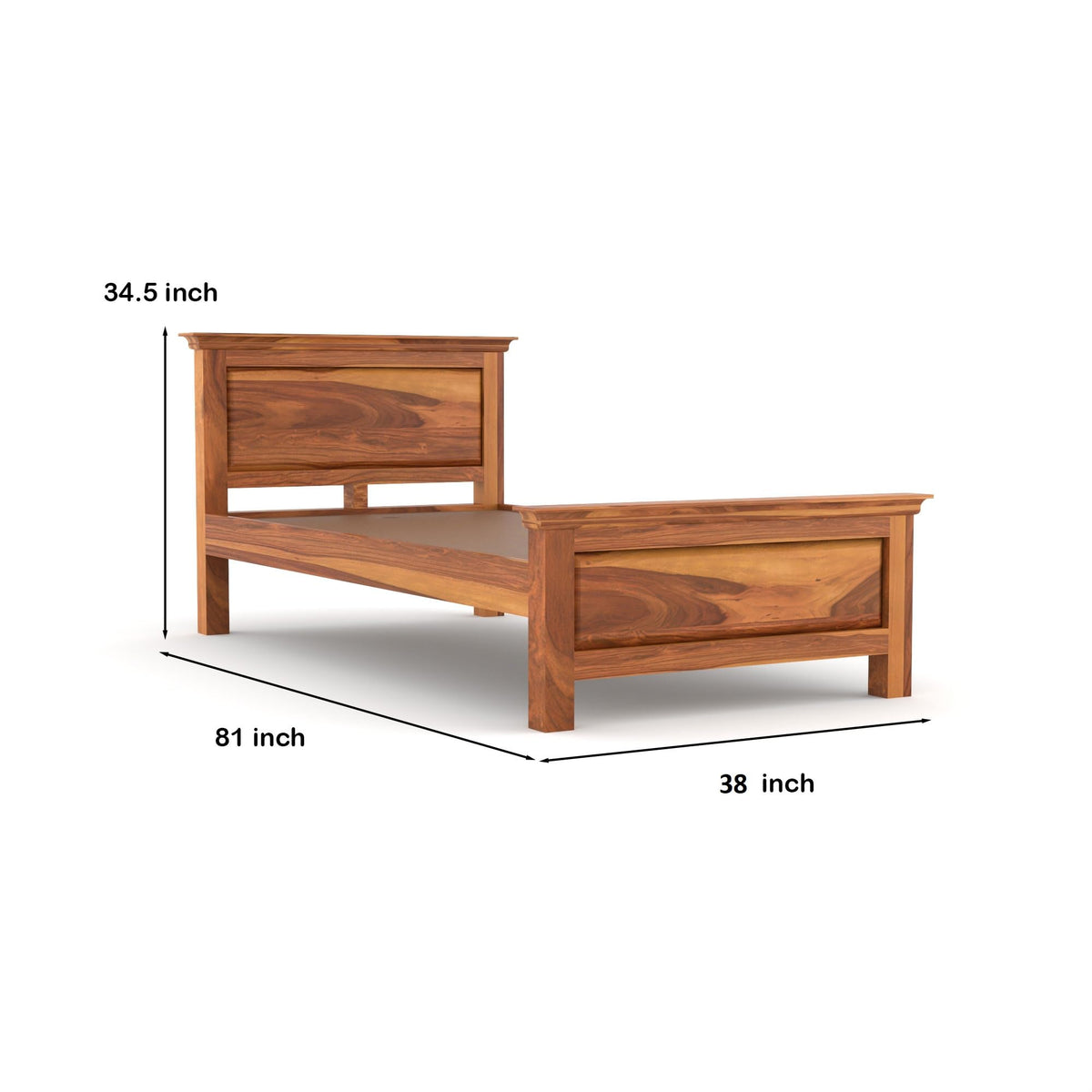 Bhagwati Art Sheesham Wood Single Bed without Storage – 1 Dalla Design – view 2