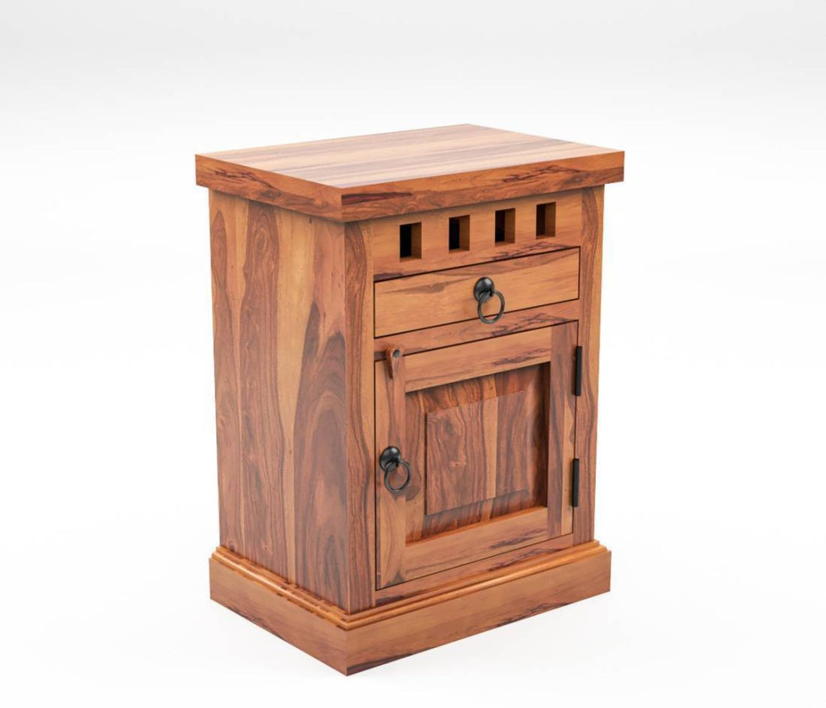 Bhagwati Art Sheesham Wood Bedside Table with Drawer – Kuber Design – view 6