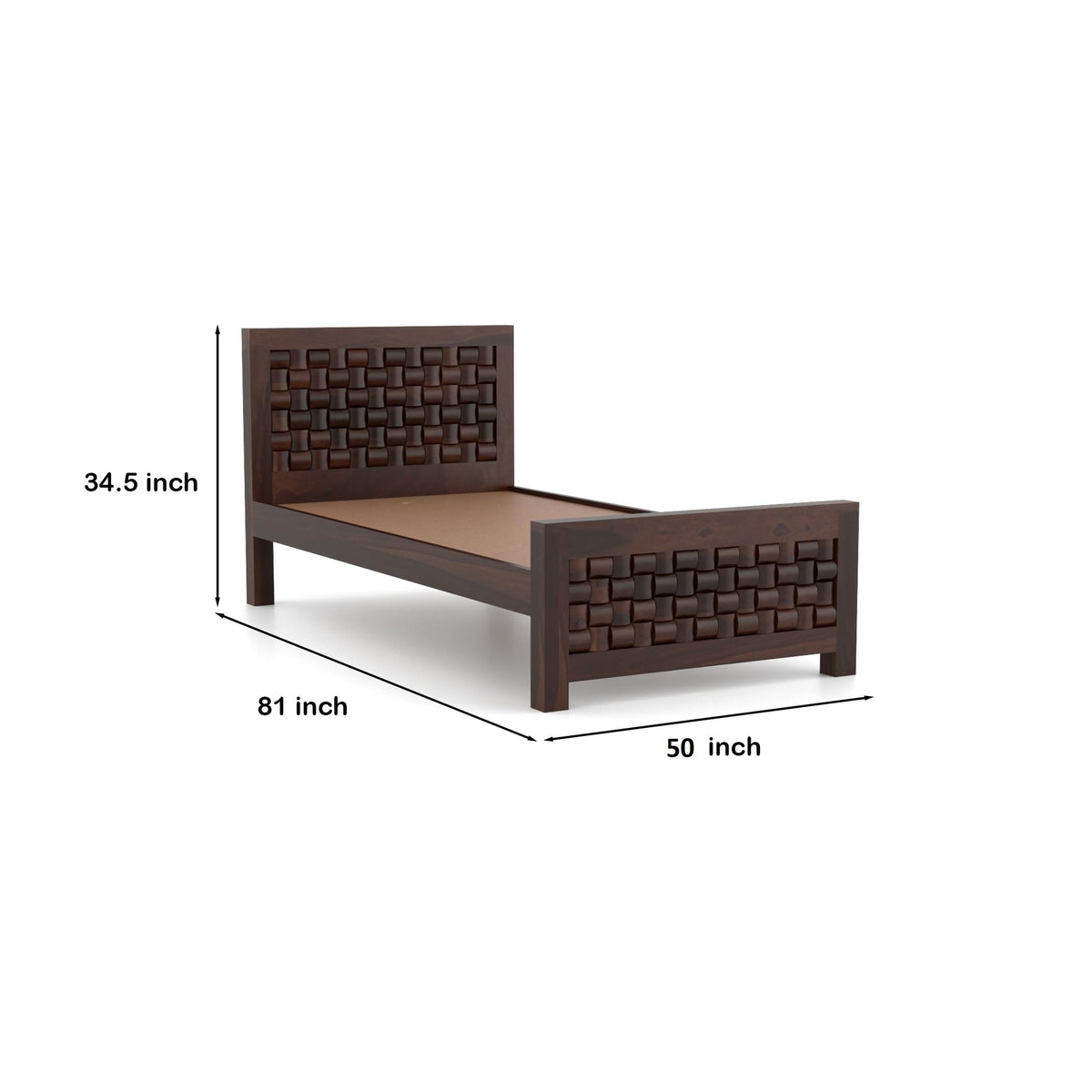 Bhagwati Art Sheesham Wood Single Bed without Storage – Niwar Design – view 18