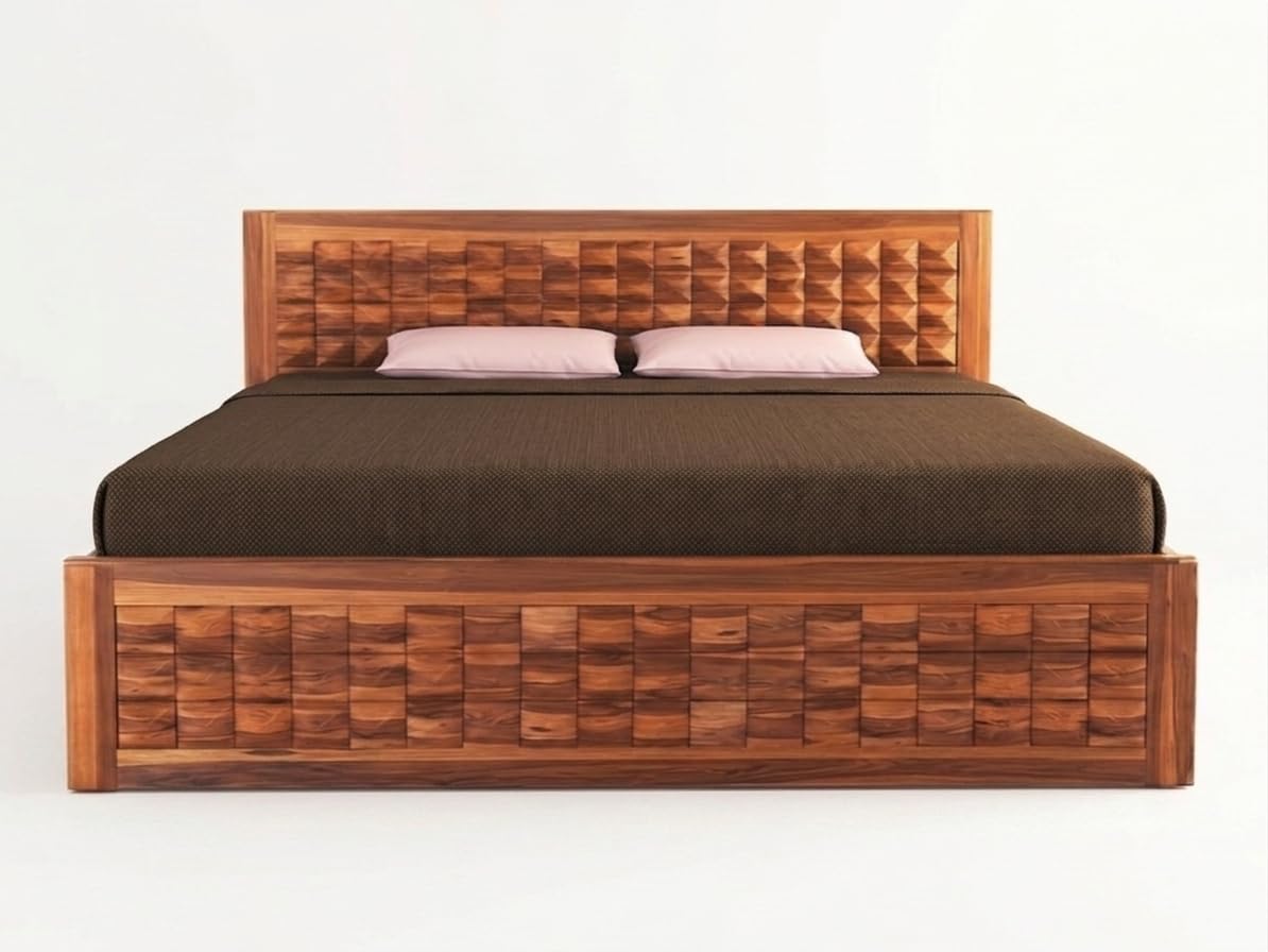 Bhagwati Art Sheesham Wood Bed with Box Storage – Diamond Design – view 5
