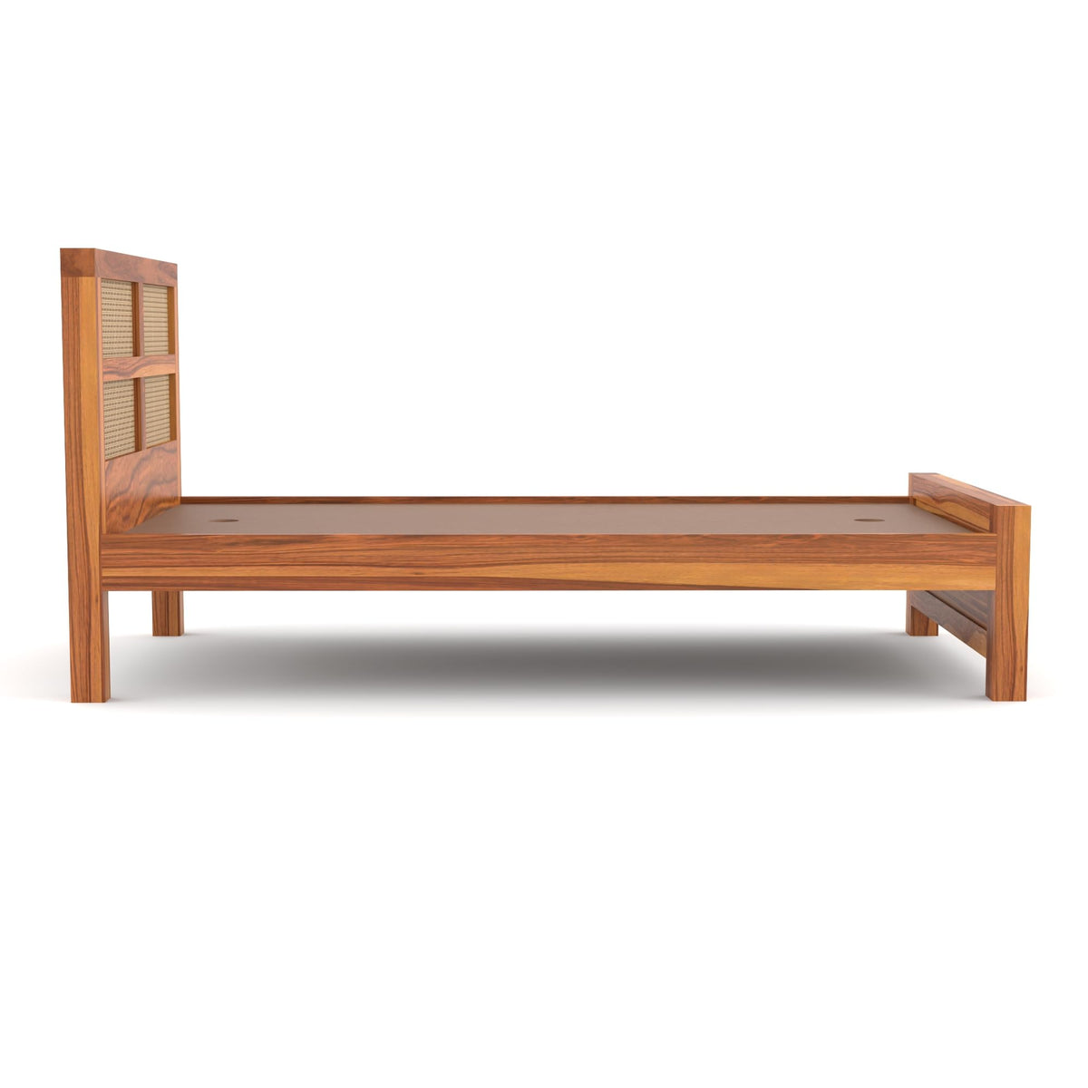 Bhagwati Art Sheesham Single Bed without Storage – 8 Jali Rattan Cane – view 5