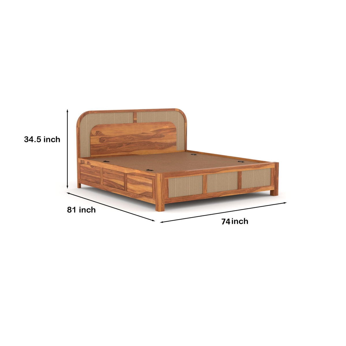 Bhagwati Art Sheesham Wood Bed with Box Storage – 5 Jali Rattan Cane – view 8