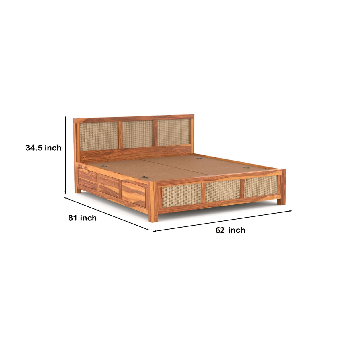 Bhagwati Art Sheesham Wood Bed with Box Storage – 6 Jali Rattan Cane – view 20